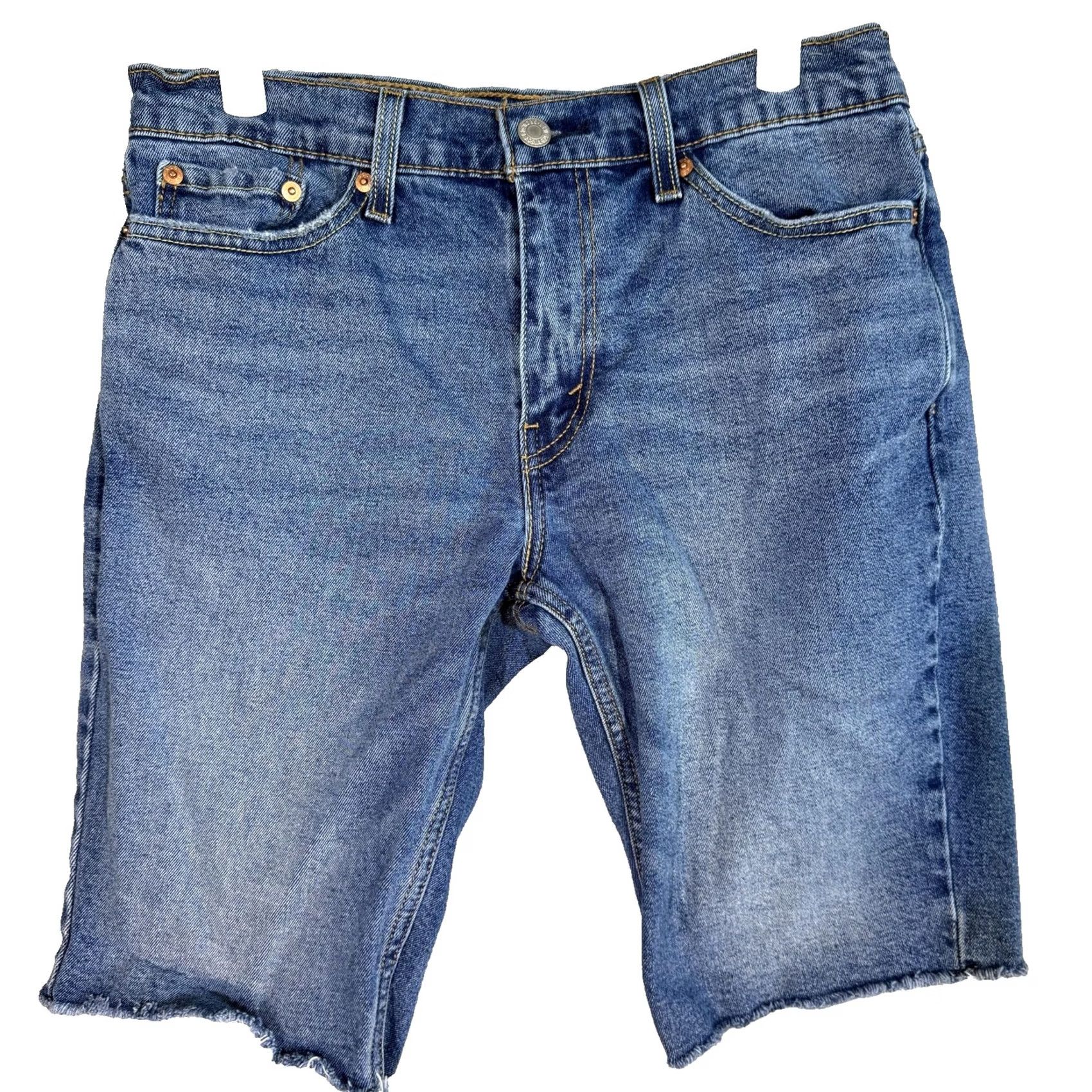 Levi's VINTAGE Levis 511 Shorts Mens 30 Blue Denim Slim Fit Cutoff Raw Hem Stretch Zip Fly Size US 30 / EU 46 - 2 Thumbnail