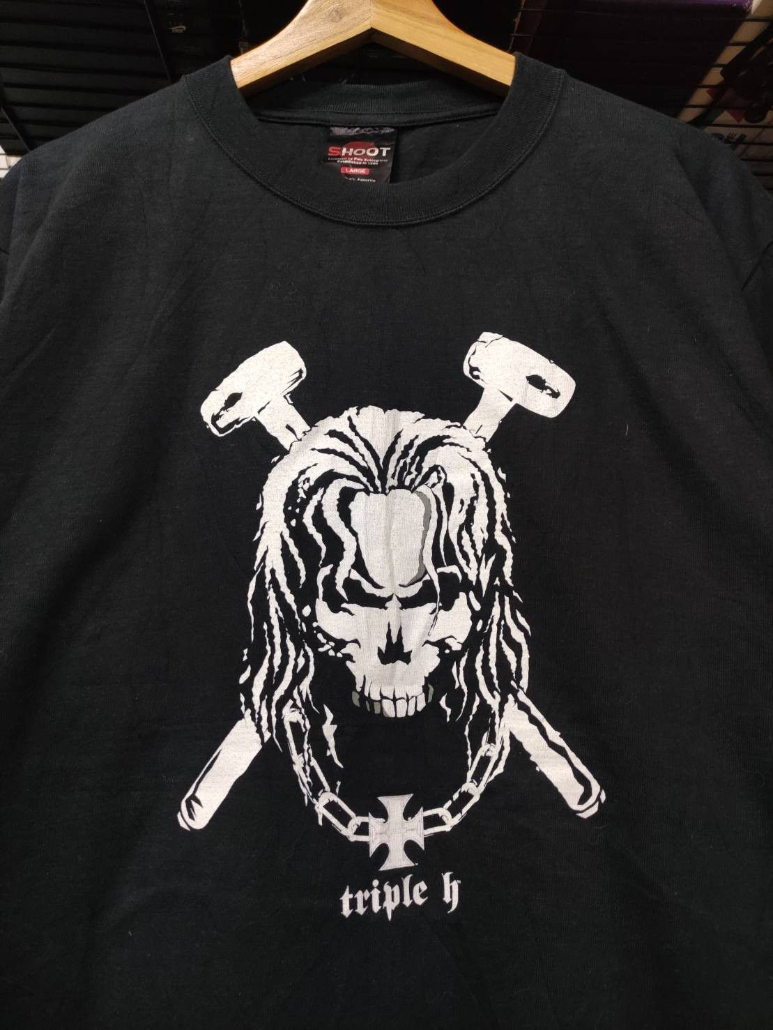 WWE Vtg 00's Triple H " Bring The Hammer Down " T-shirt Size US L / EU 52-54 / 3 - 3 Thumbnail