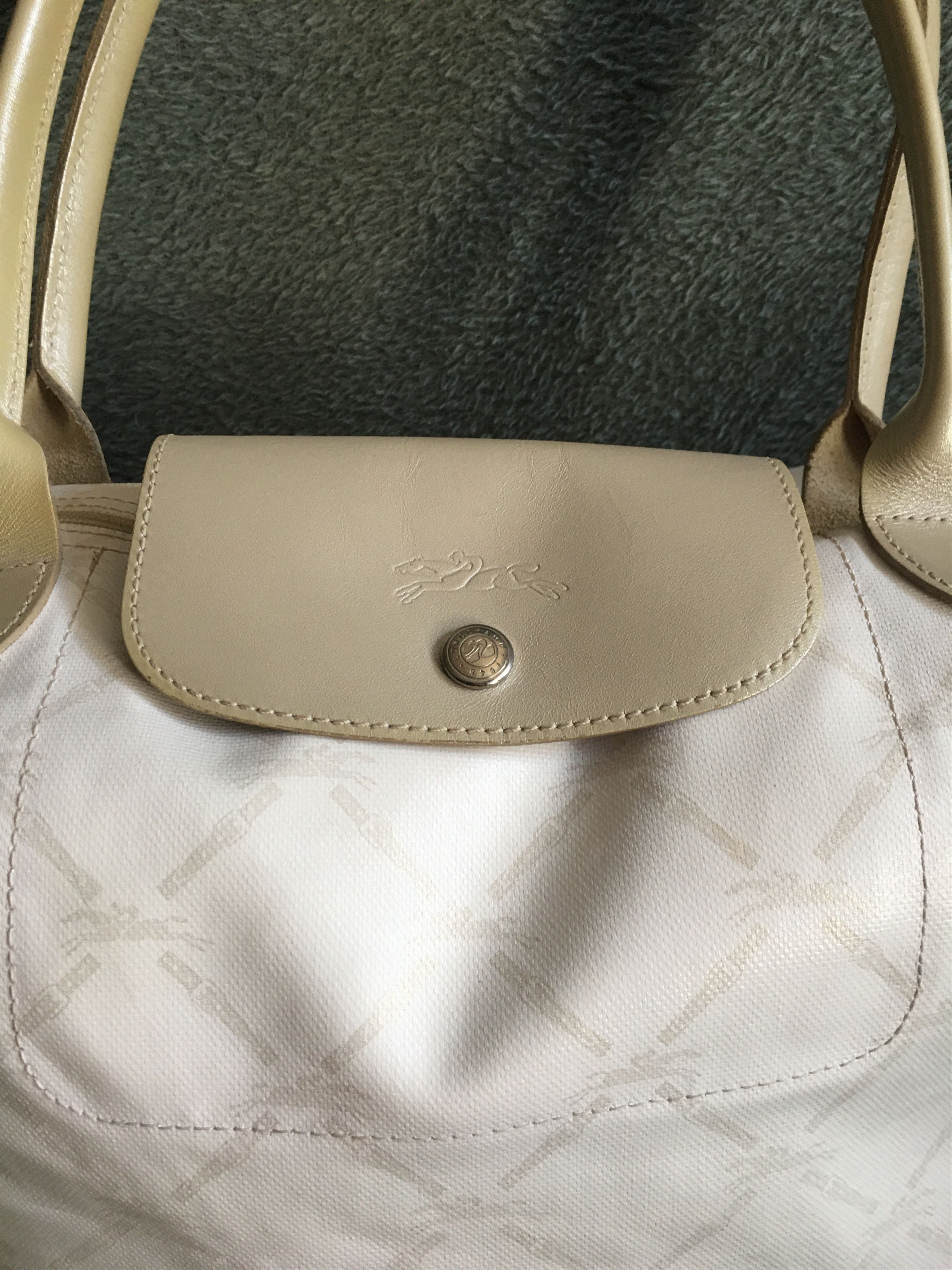 Longchamp Longchamp White Logo Print Coated Canvas Le Pliage Tote Bag Size ONE SIZE - 6 Thumbnail