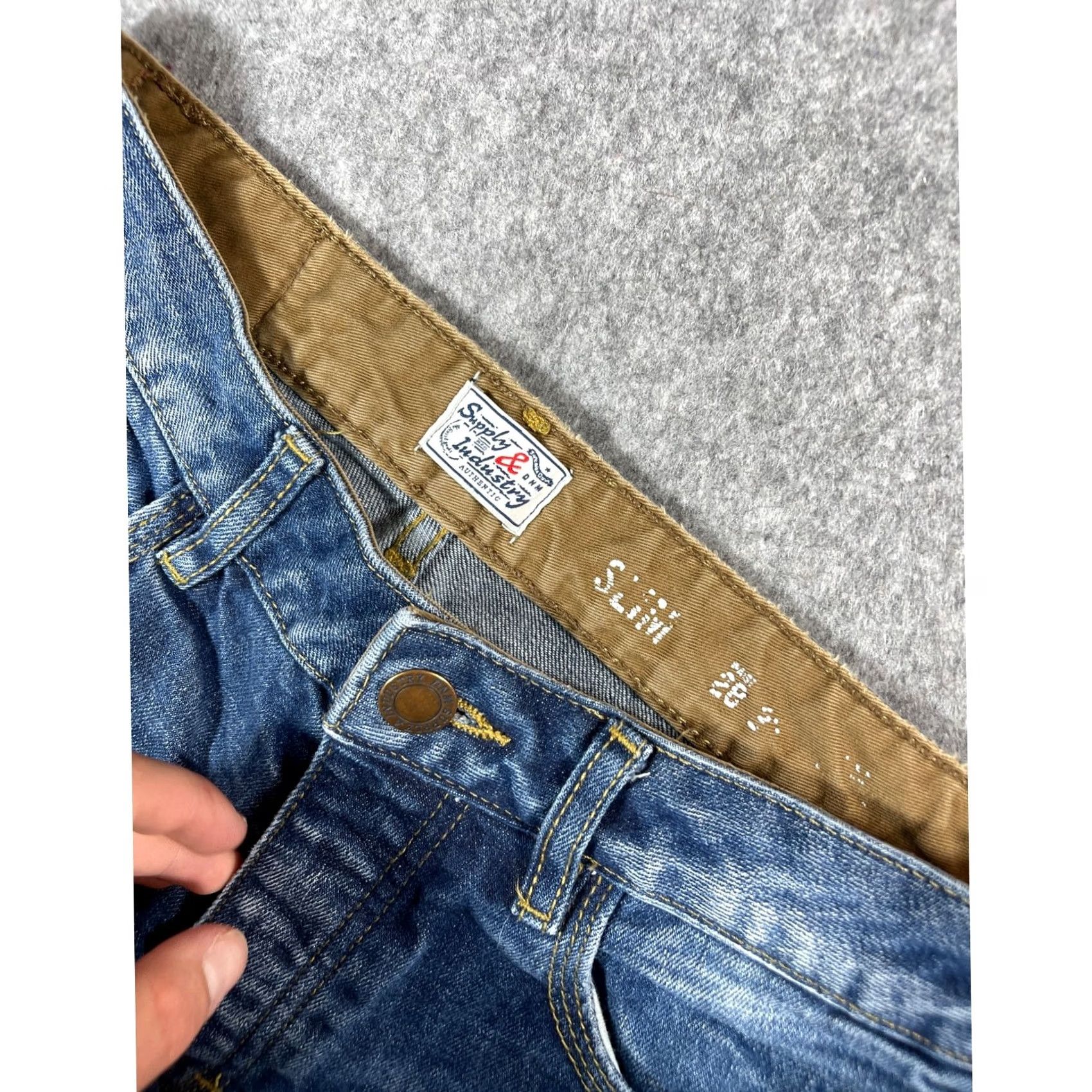 Vintage VINTAGE Supply & Industry Denim Slim Jeans Mens 28x26 Blue Button Fly Slim Skinny 5-Pocket Design Inseam 26 Size US 28 / EU 44 - 2 Thumbnail
