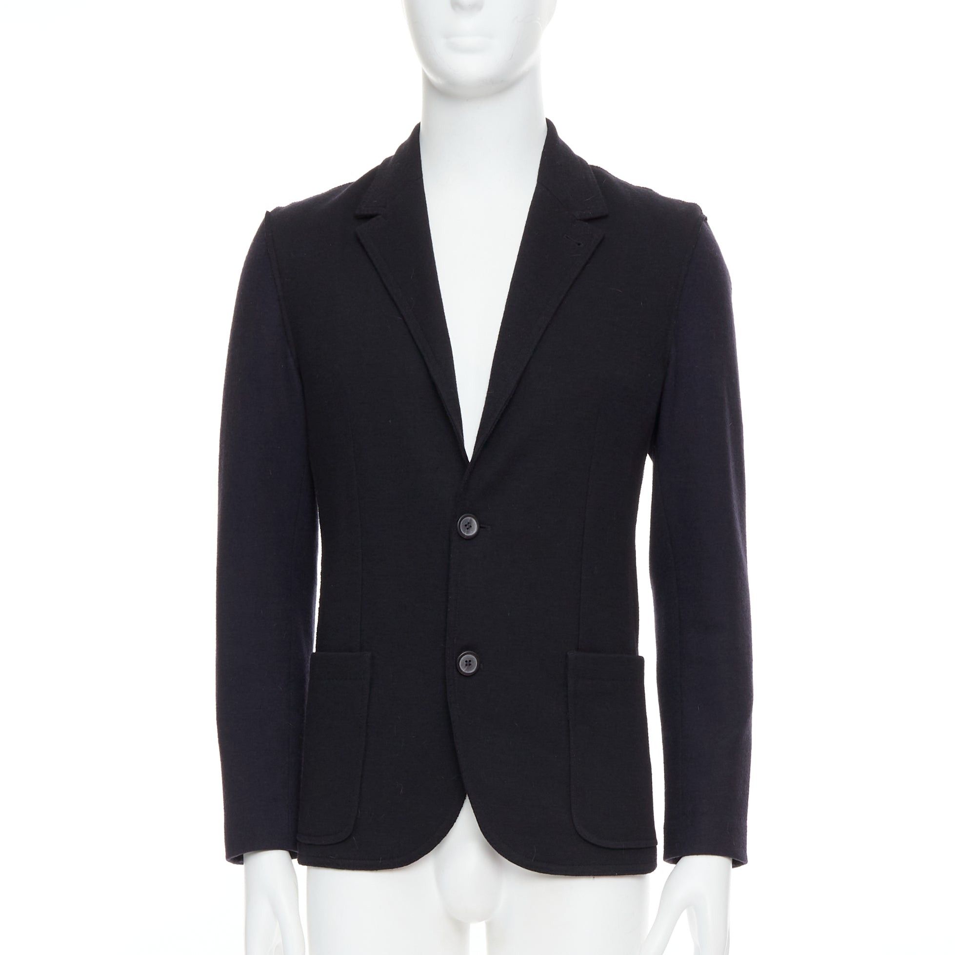 Lanvin LANVIN black navy bicolour wool blend pocketed blazer jacket FR44 XS Size 46R - 1 Thumbnail