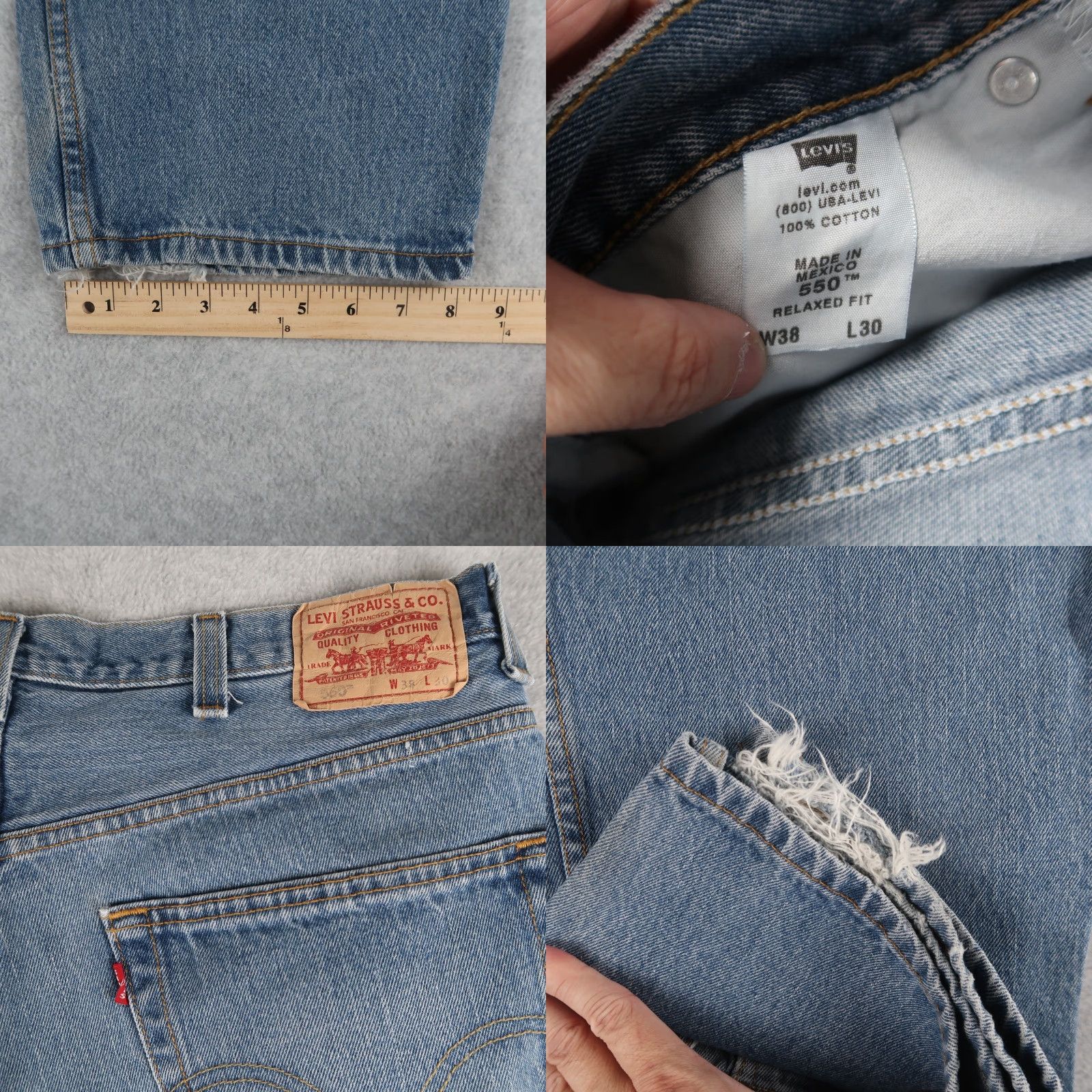 Levi's VINTAGE Levi's 550 Jeans - Denim - Adult Men - 38 Regular - Blue - Relaxed Fit - 5-Pocket - Zip Closure - USA Theme - 2000s Size US 38 / EU 54 - 8 Thumbnail