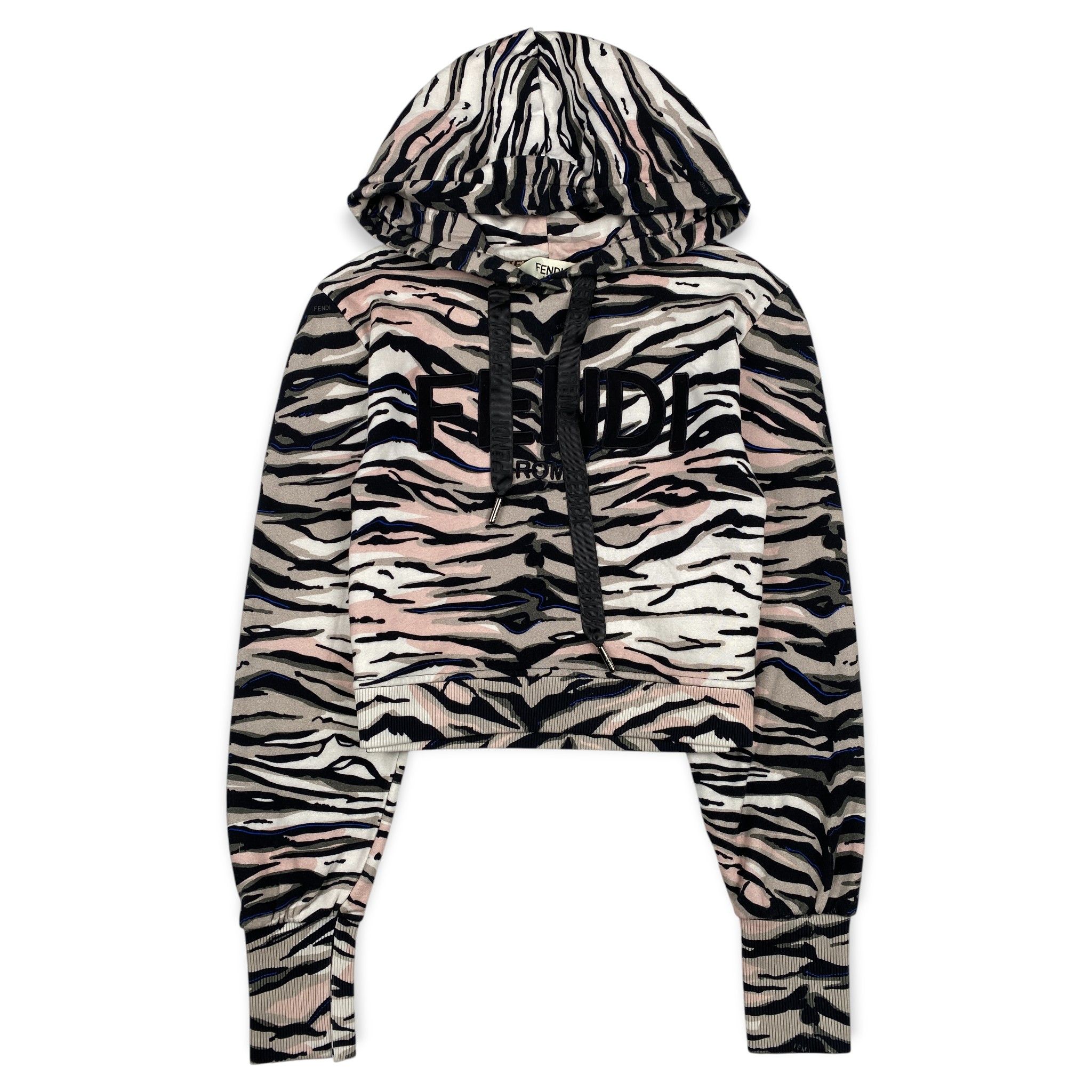 Fendi Zebra Patterned Cropped Hoodie Size XS / US 0-2 / IT 36-38 - 1 Thumbnail