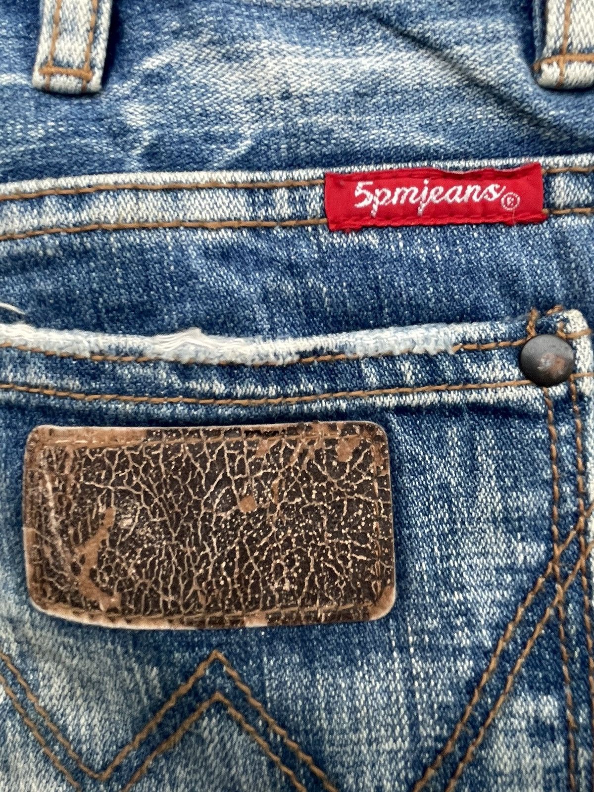 Japanese Brand Vintage Flare 5pm Jeans Distresed Denim Size 29" - 16 Thumbnail
