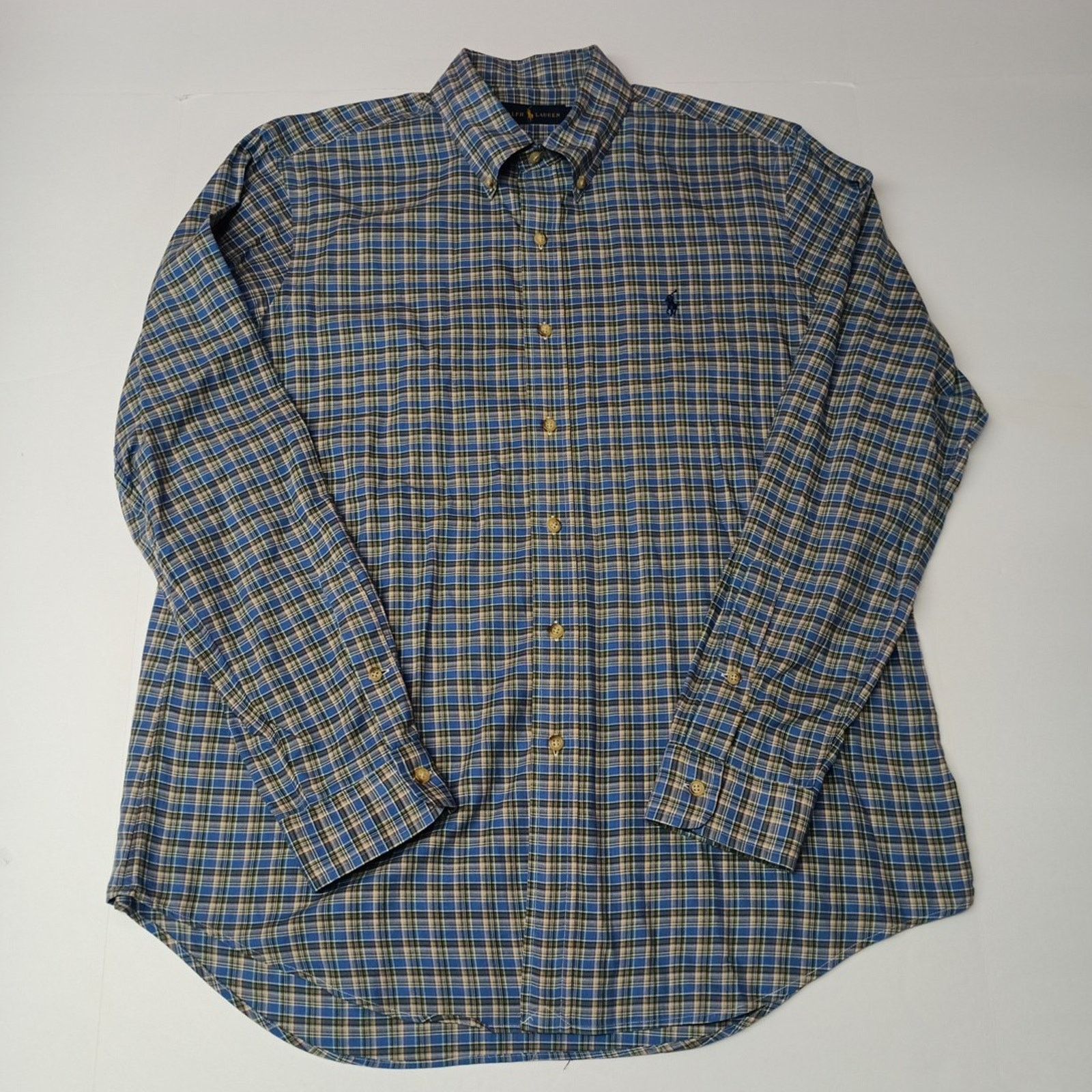Ralph Lauren Ralph Lauren Button Down Shirt Men's L Large Blue Tan Plaid Size US L / EU 52-54 / 3 - 1 Thumbnail