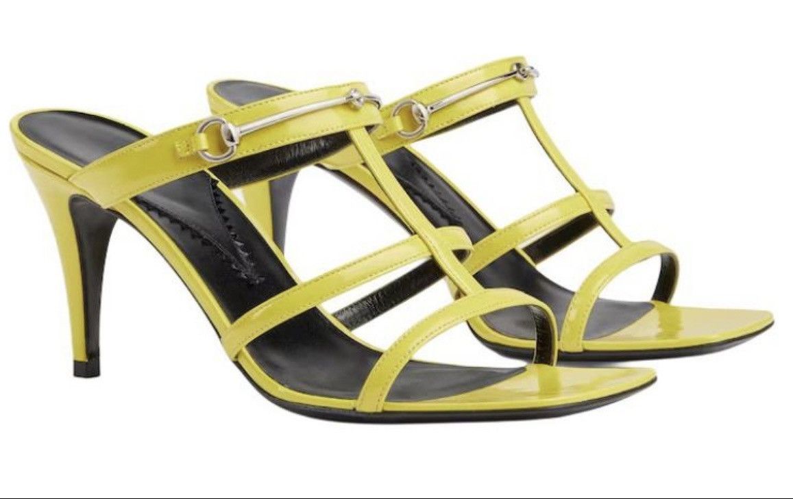 Gucci Gucci Slim Horsebit Slide Leather Sandal Acid Lime size 39 Size US 9 / IT 39 - 1 Thumbnail
