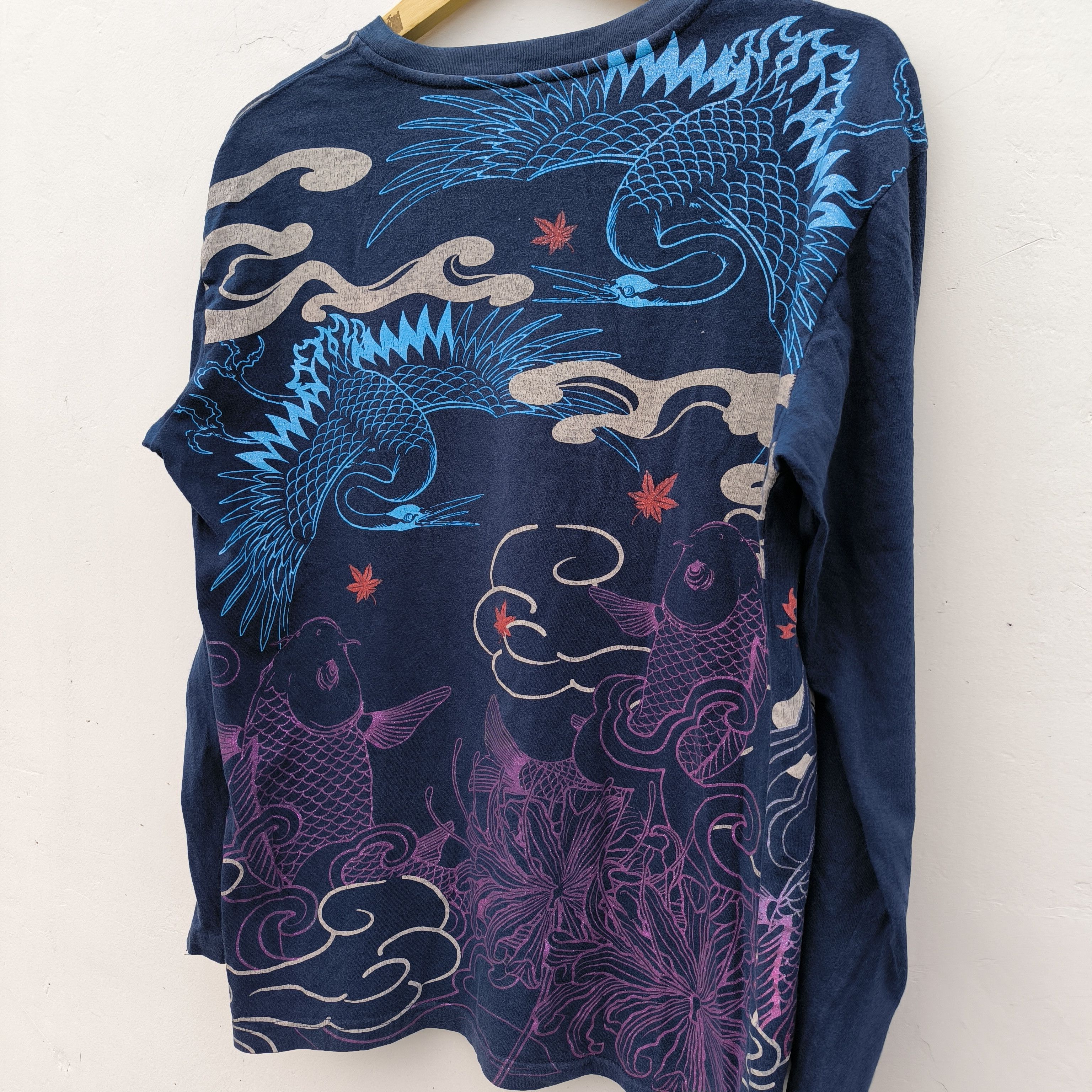 Japanese Brand Vtg japanese long slevee Sukajan koi & stork desaign Size US S / EU 44-46 / 1 - 2 Thumbnail