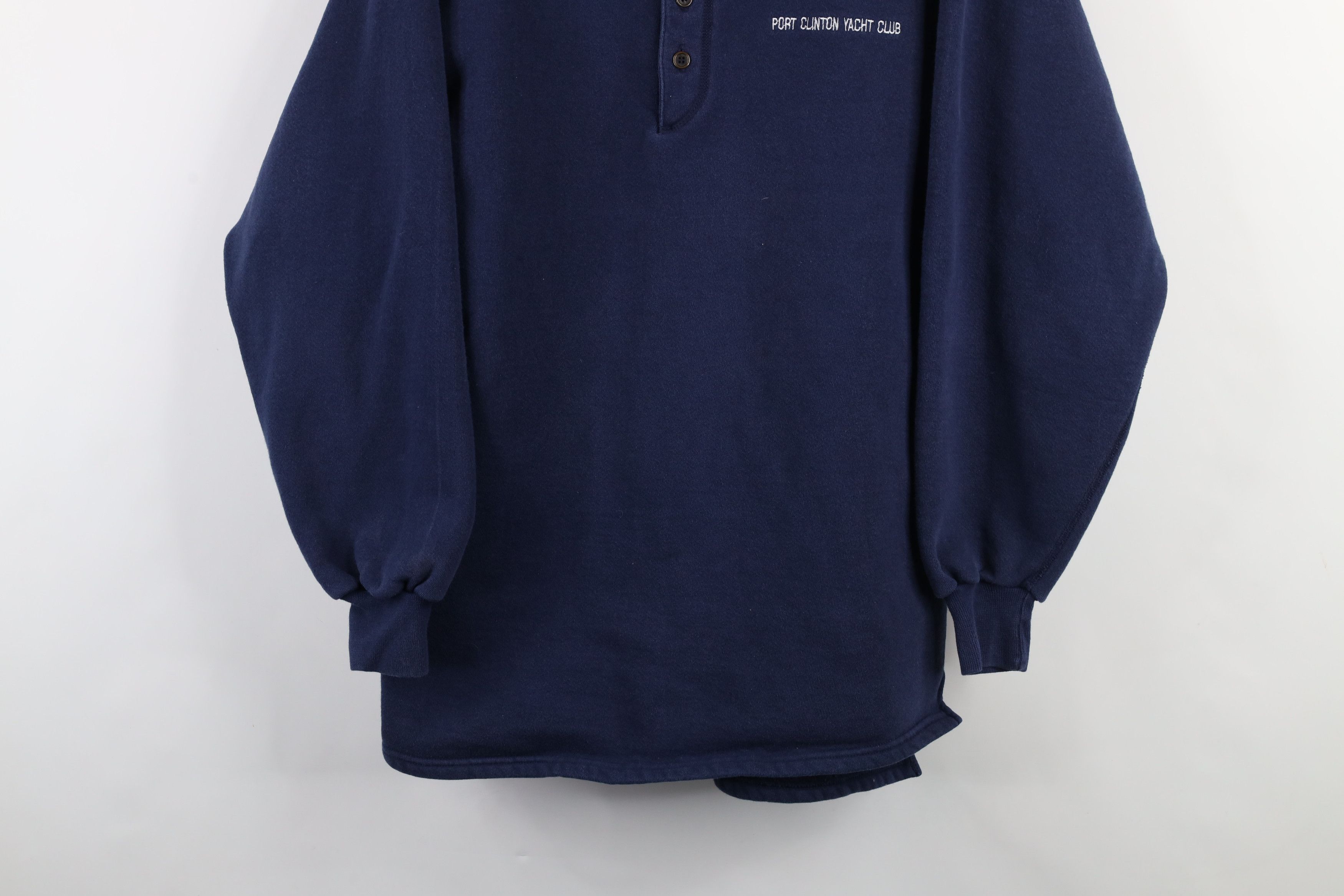 Vintage Vintage 90s Clinton Yacht Club Henley Sweatshirt Navy Blue Size US L / EU 52-54 / 3 - 3 Thumbnail