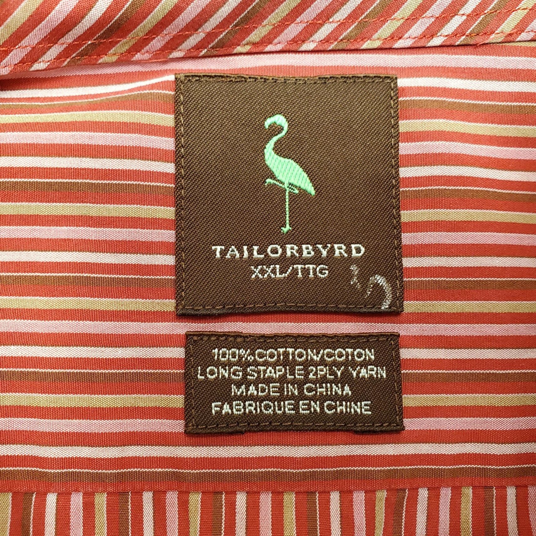 Tailorbyrd Tailorbyrd Shirt Men 2XL Red Striped 100% Cotton Long Sleeve Button Casual Shirt Size US XXL / EU 58 / 5 - 4 Thumbnail