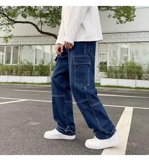 Japanese Brand × Vintage Blue patchwork loose fit denim cargos Size US 28 / EU 44 - 4 Thumbnail
