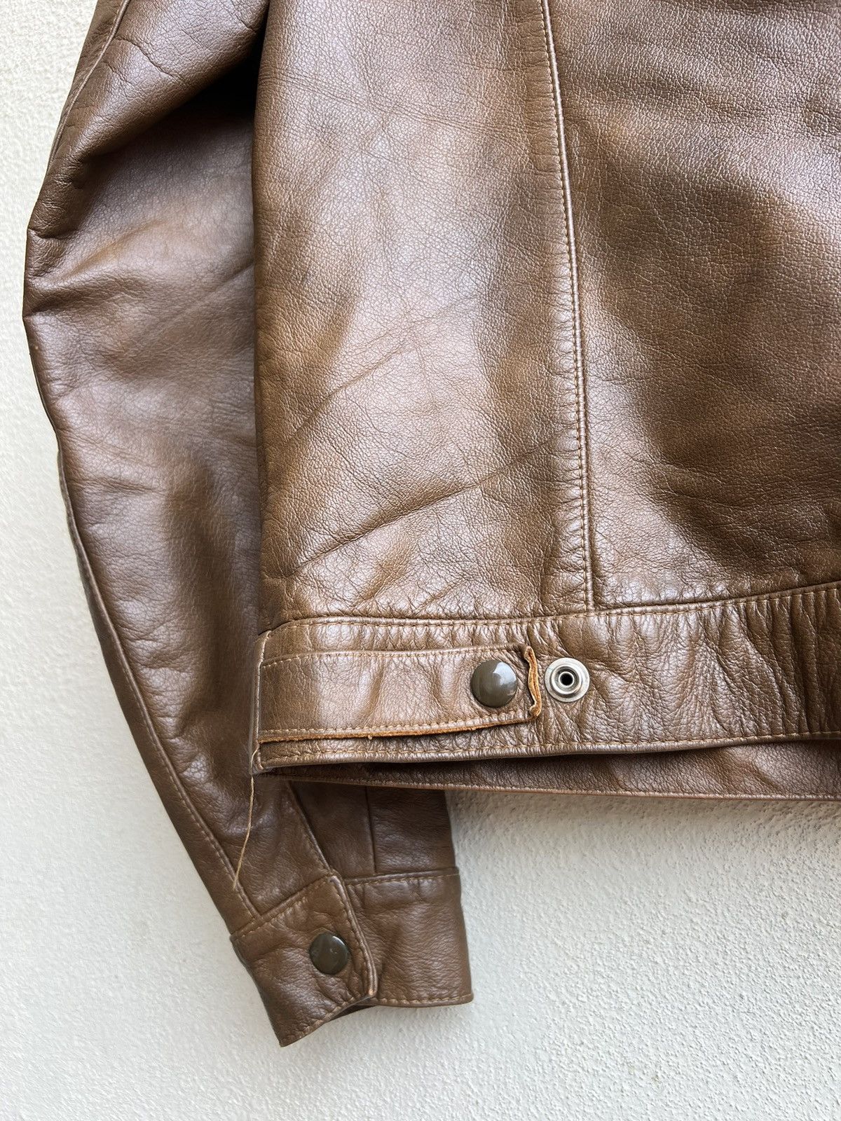 Leather Vintage 60s 70s Lakeland Patina Brown Trucker Leather Jacket Size US M / EU 48-50 / 2 - 15 Thumbnail