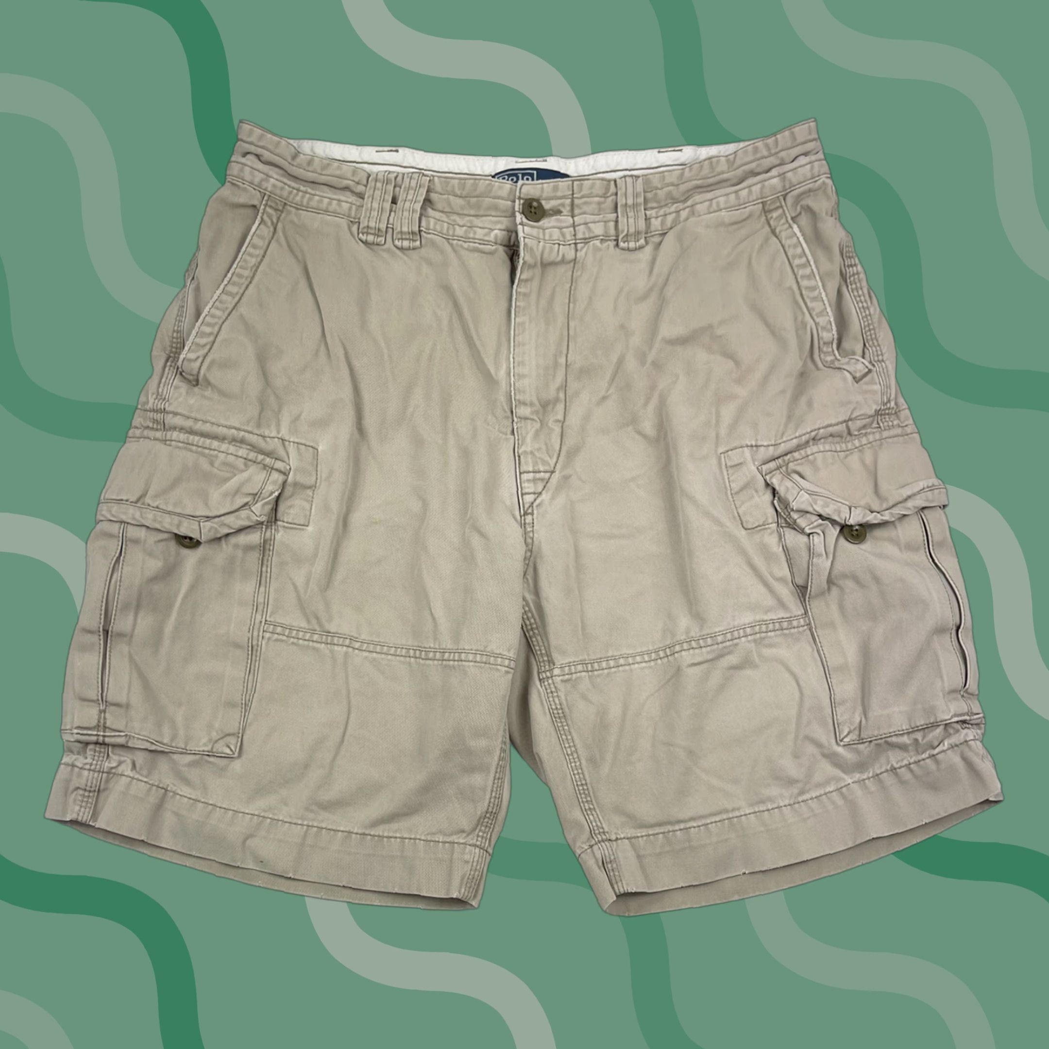 Polo Ralph Lauren VINTAGE Polo Ralph Lauren Cargo Shorts Military Khaki Beige Adult 36 Regular American Army Mens Size US M / EU 48-50 / 2 - 1 Thumbnail