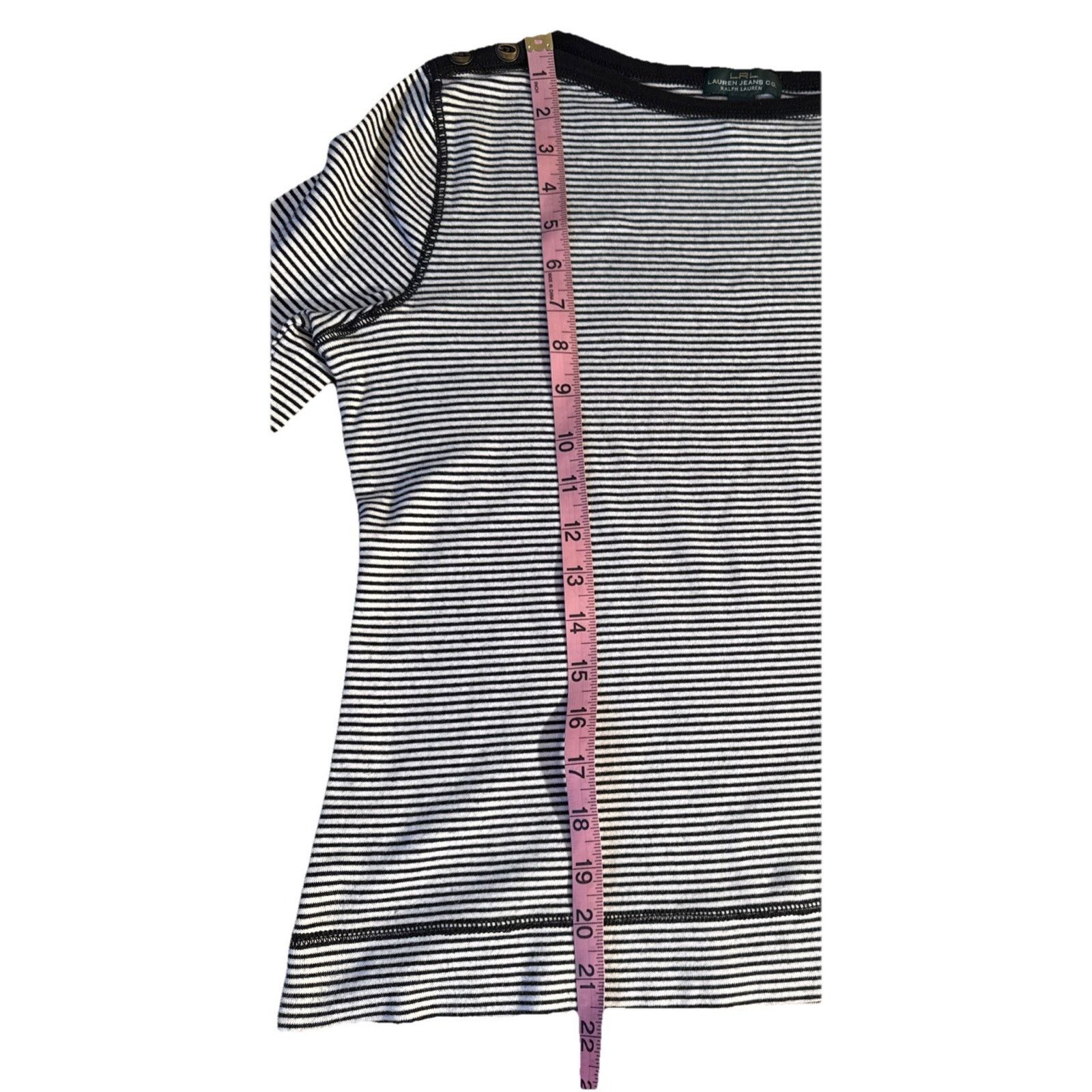 Lauren Ralph Lauren Vintage 90’s Lauren Ralph Lauren Bateau-Neck Tee Black White Size L / US 10 / IT 46 - 9 Thumbnail
