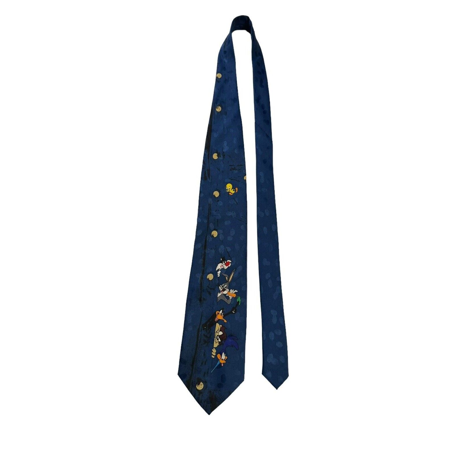 Vintage Looney Tunes Mania Bugs Bunny Road Runner Daffy Necktie Size ONE SIZE - 2 Thumbnail
