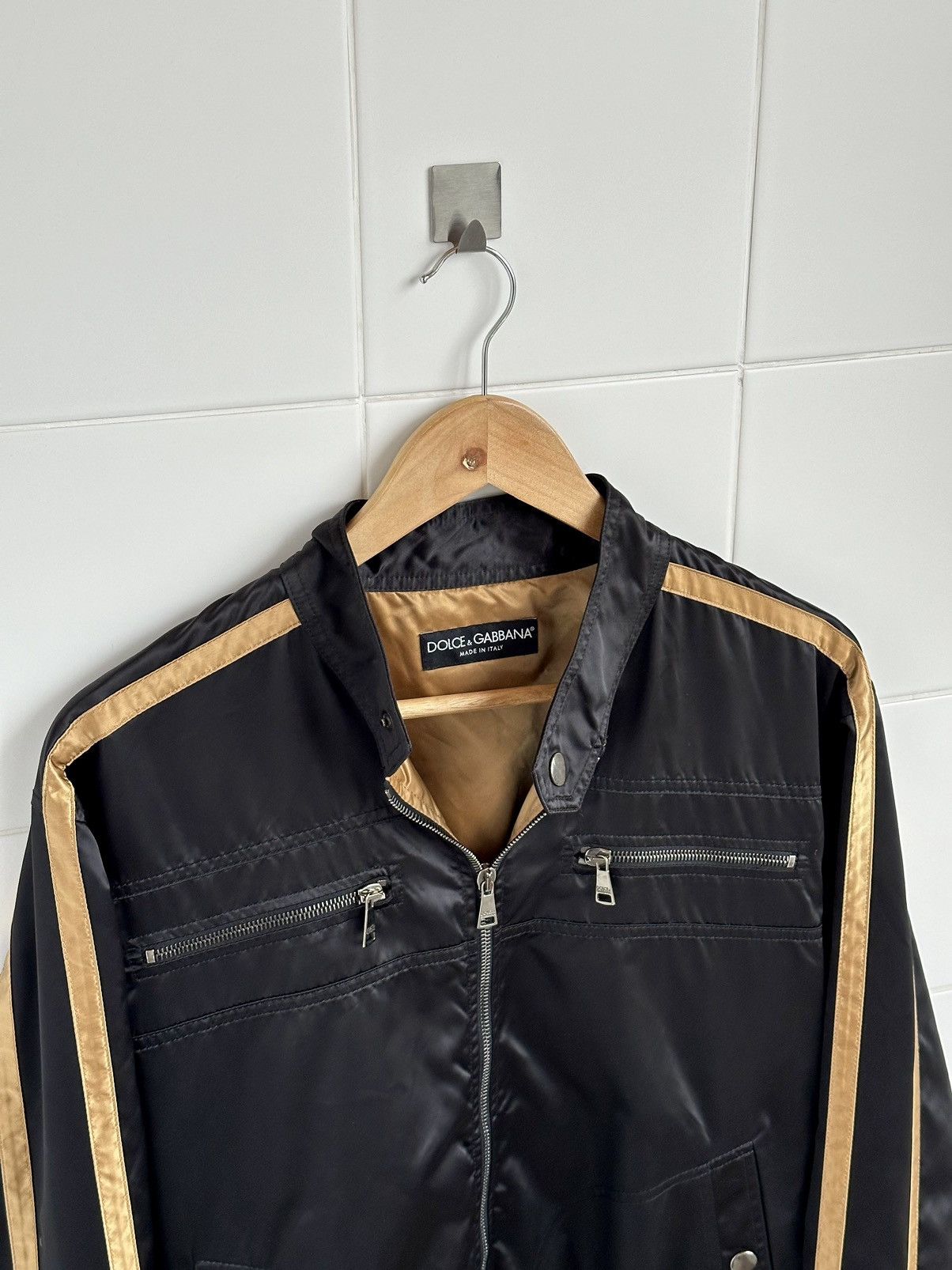 Dolce & Gabbana Dolce & Gabbana SS/04 Nylon Black/Gold Bomber Jacket M Size Size US M / EU 48-50 / 2 - 3 Thumbnail