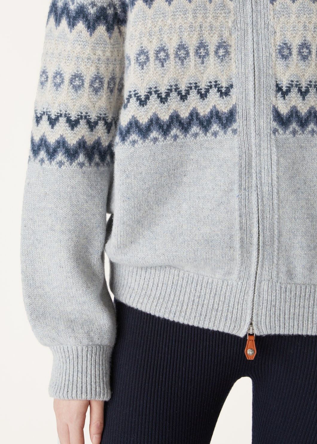 Loro Piana o1w1db10825 FAO6313 Alpe Pile Bomber Sweater in Light Blue Size M / US 6-8 / IT 42-44 - 3 Thumbnail