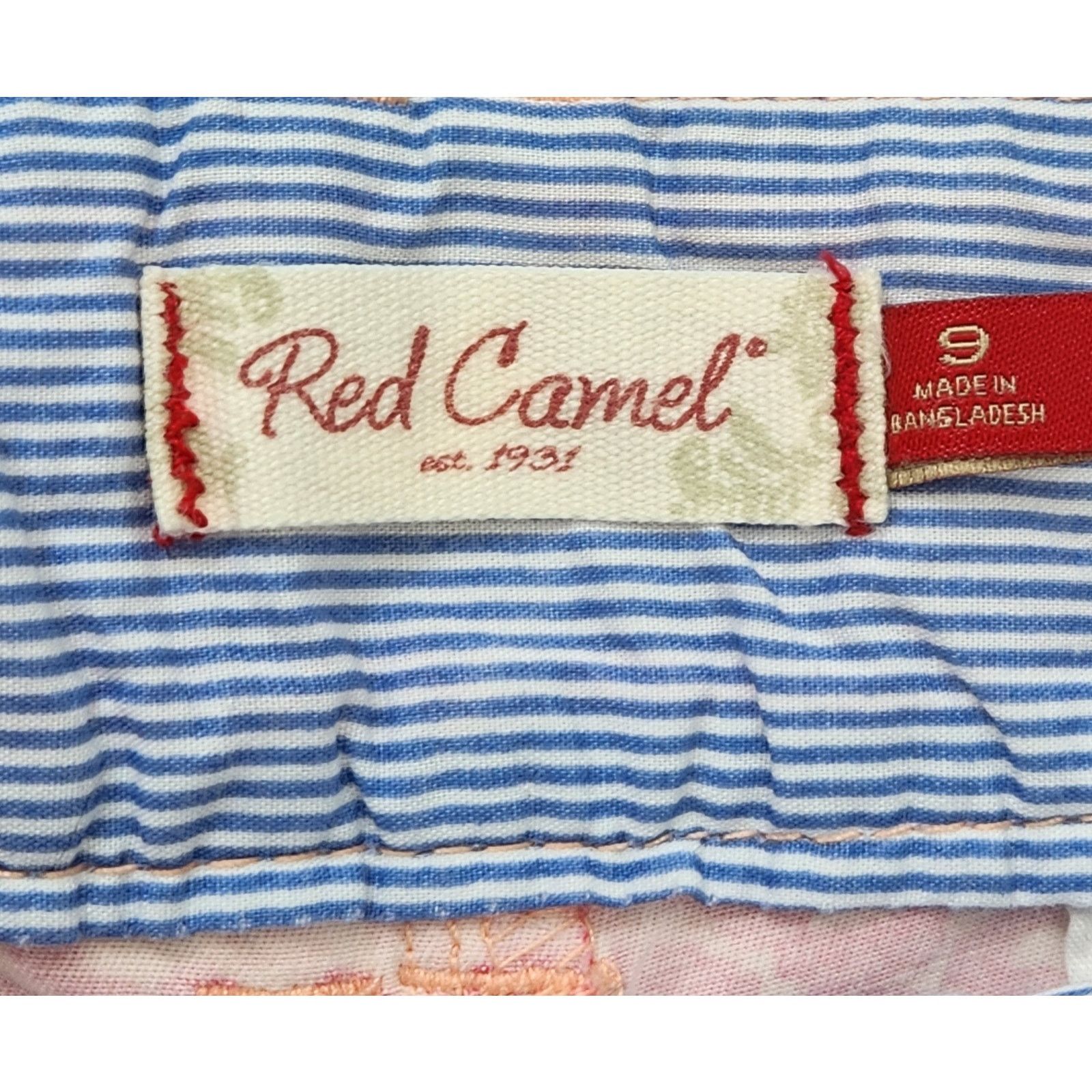 Other Red Camel Orange Floral Flat Front Chino Shorts 9 Juniors Size 34" / US 12 / IT 48 - 4 Thumbnail