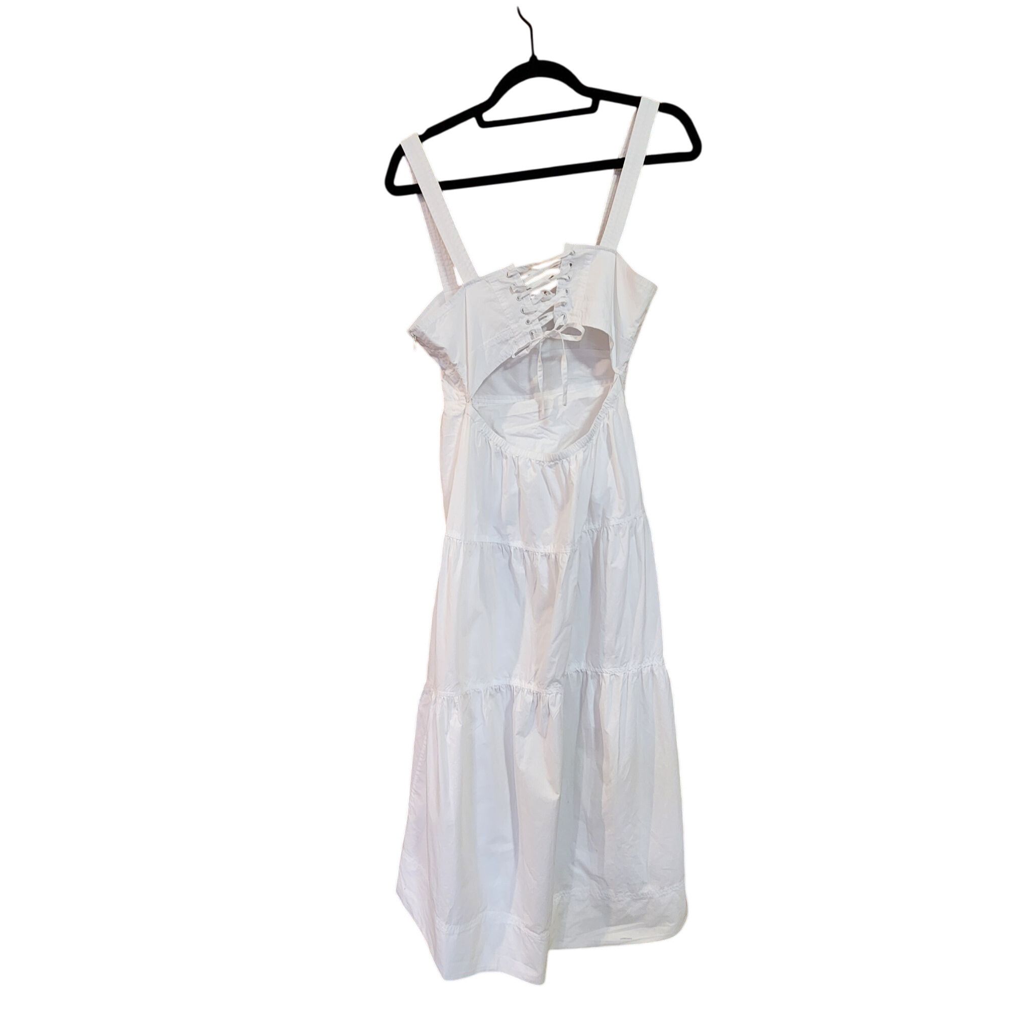 A.L.C. A.L.C. White Tiered Midi Dress With Lace-Up Back & Adjustabl Size M / US 6-8 / IT 42-44 - 4 Thumbnail