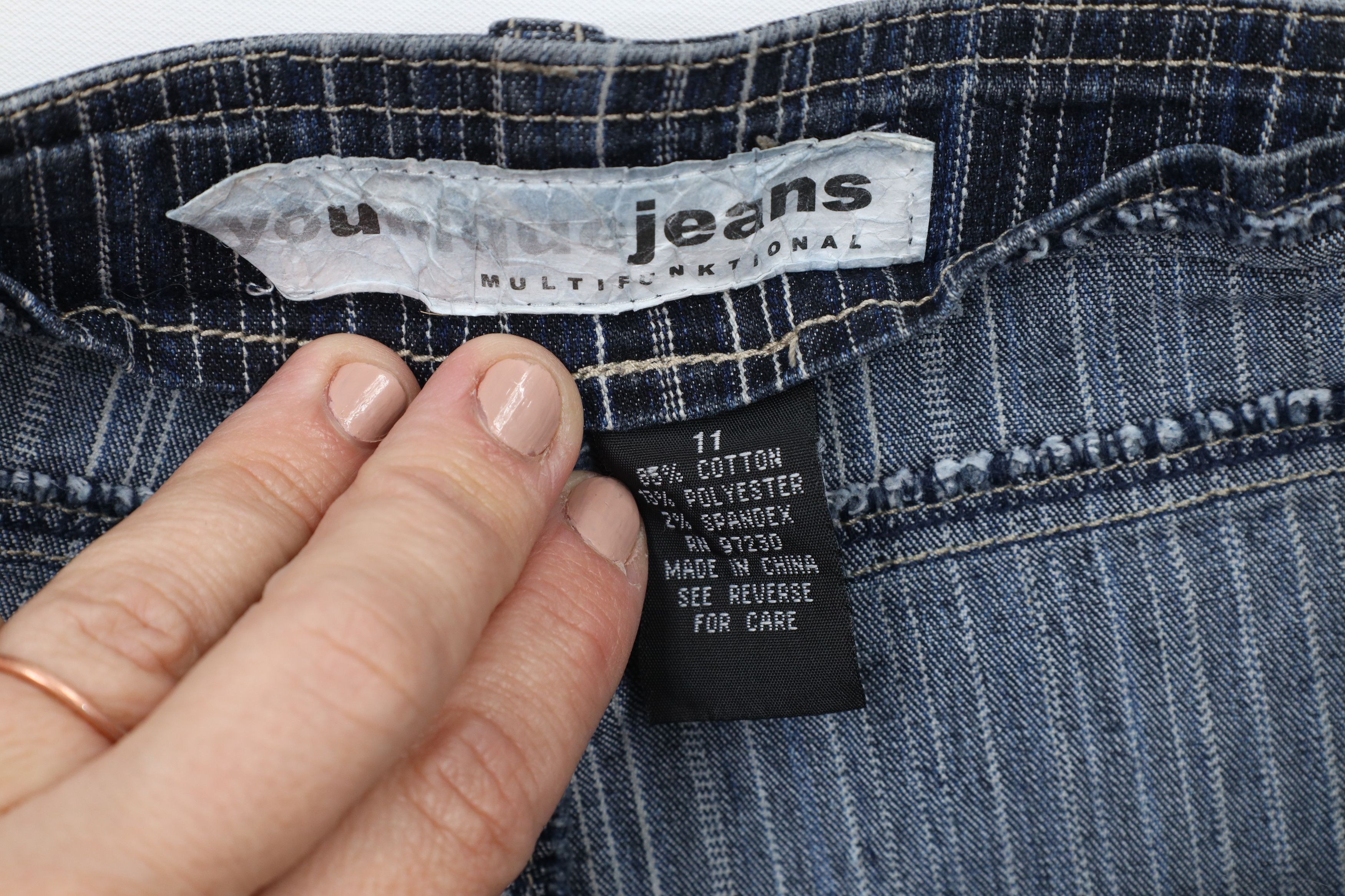 Vintage Vintage Y2K Streetwear Striped Flared Wide Leg Denim Jeans Size 32" / US 10 / IT 46 - 9 Thumbnail