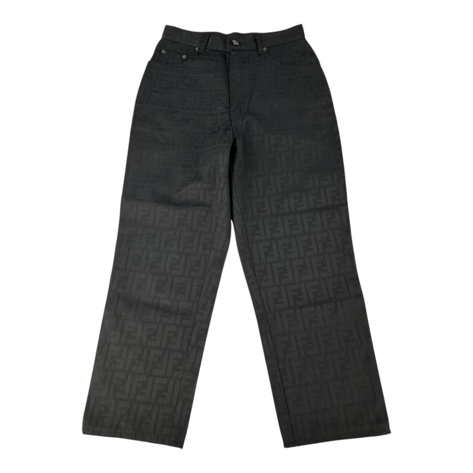 Fendi Fendi Vintage Cropped Black Zucca Print Pant Size 27" / US 4 / IT 40 - 1 Thumbnail