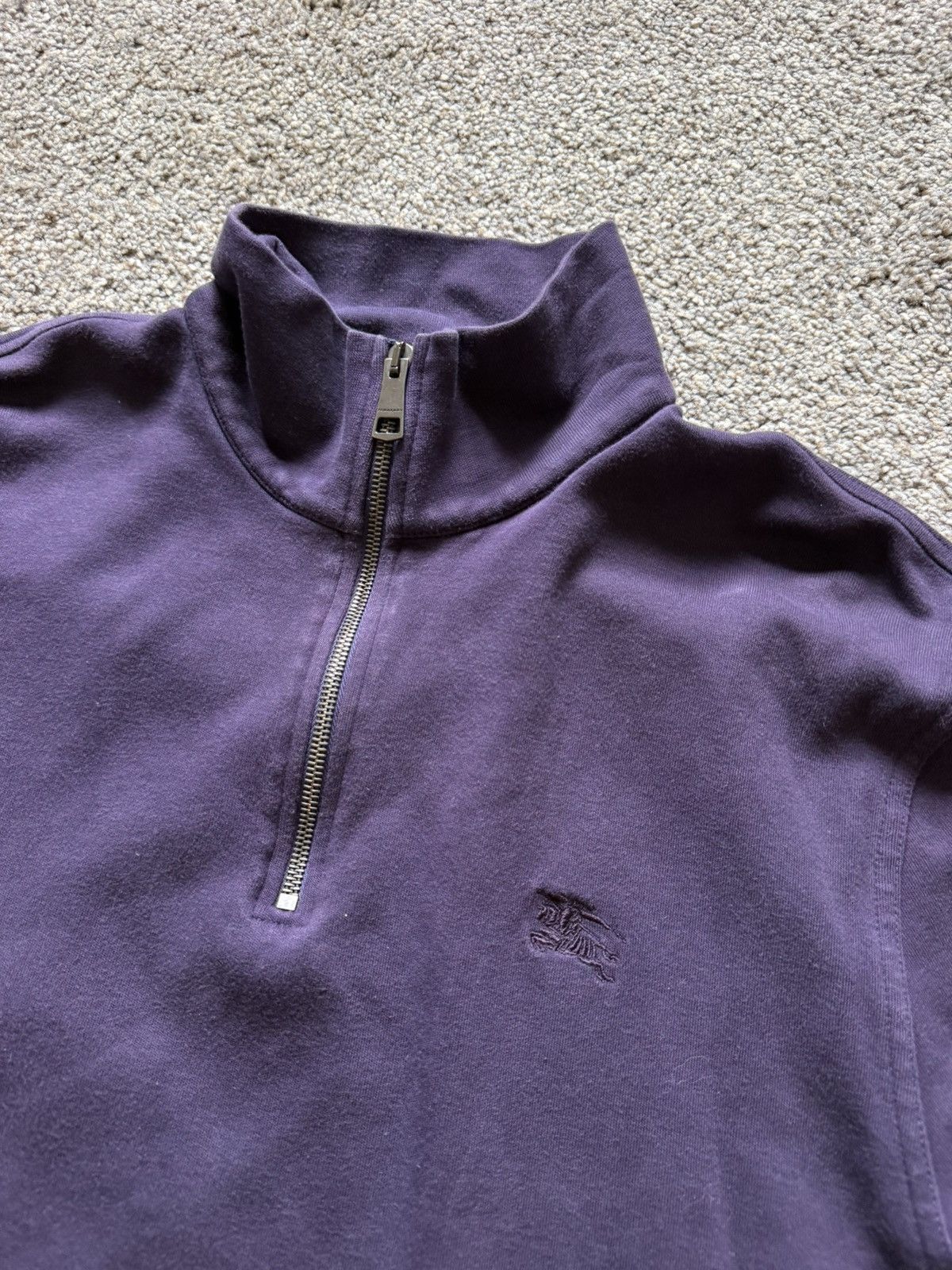 Burberry Burberry Quarter Zip Sweatshirt Purple Minimal Logo Cotton Size US XXL / EU 58 / 5 - 2 Thumbnail