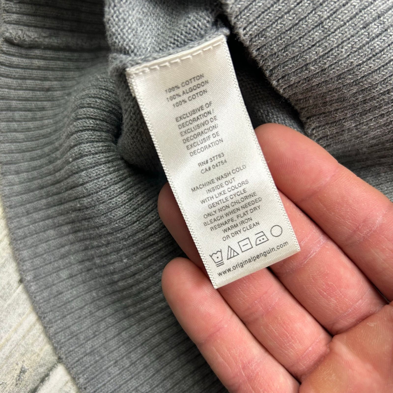 Original Penguin Original Penguin Gray Men's V-neck Sweater Size US M / EU 48-50 / 2 - 5 Thumbnail