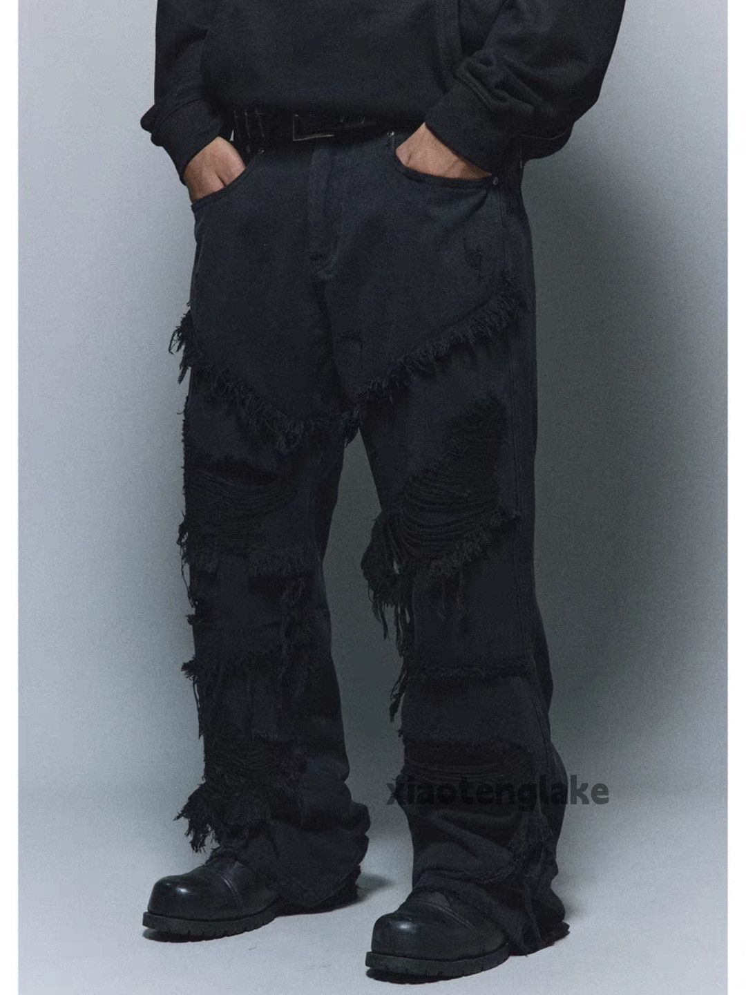 Jean × Vintage washed faded loose baggy damaged ripped grunge jeans Size US 32 / EU 48 - 2 Thumbnail