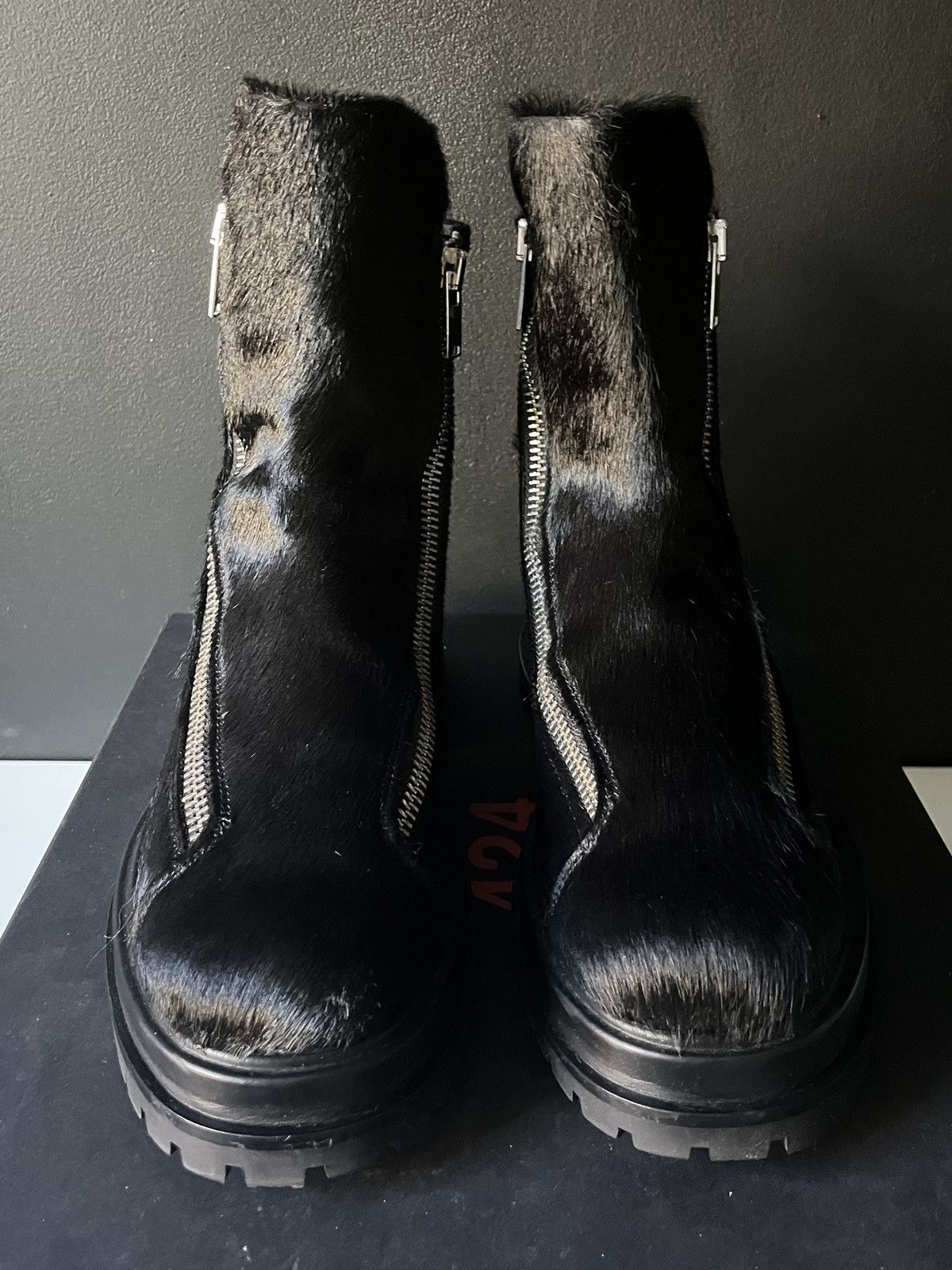424 424 Ponyhair Double Zipper Leather Boots Size 41 Black | Grailed