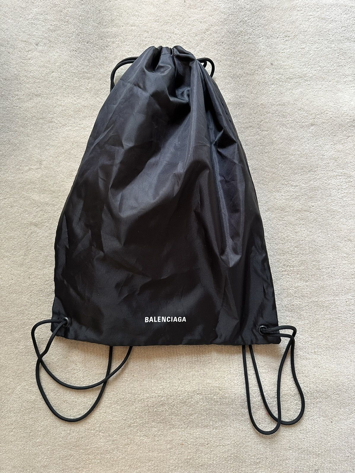 image of Balenciaga Drawstring Bag in Black, Men's