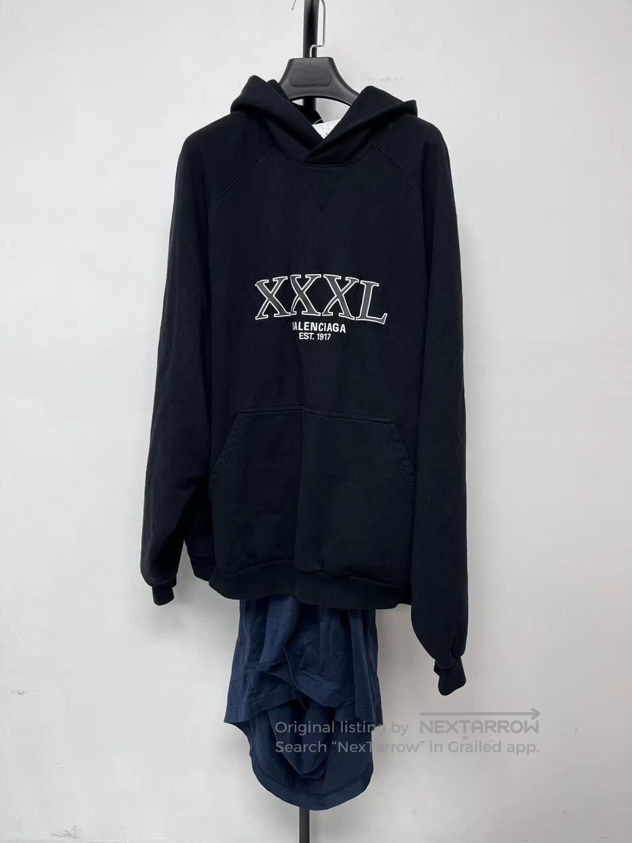 black balenciaga logo hooded sweatshirt.