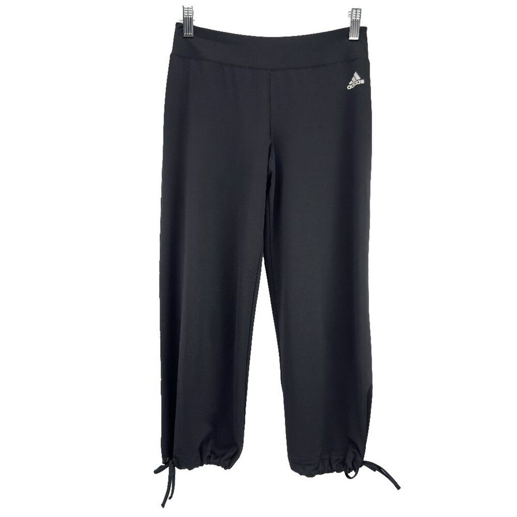 Adidas ADIDAS Lightweight Adjustable Leg Cropped Black Capris Sz S Size 27" / US 4 / IT 40 - 1 Thumbnail