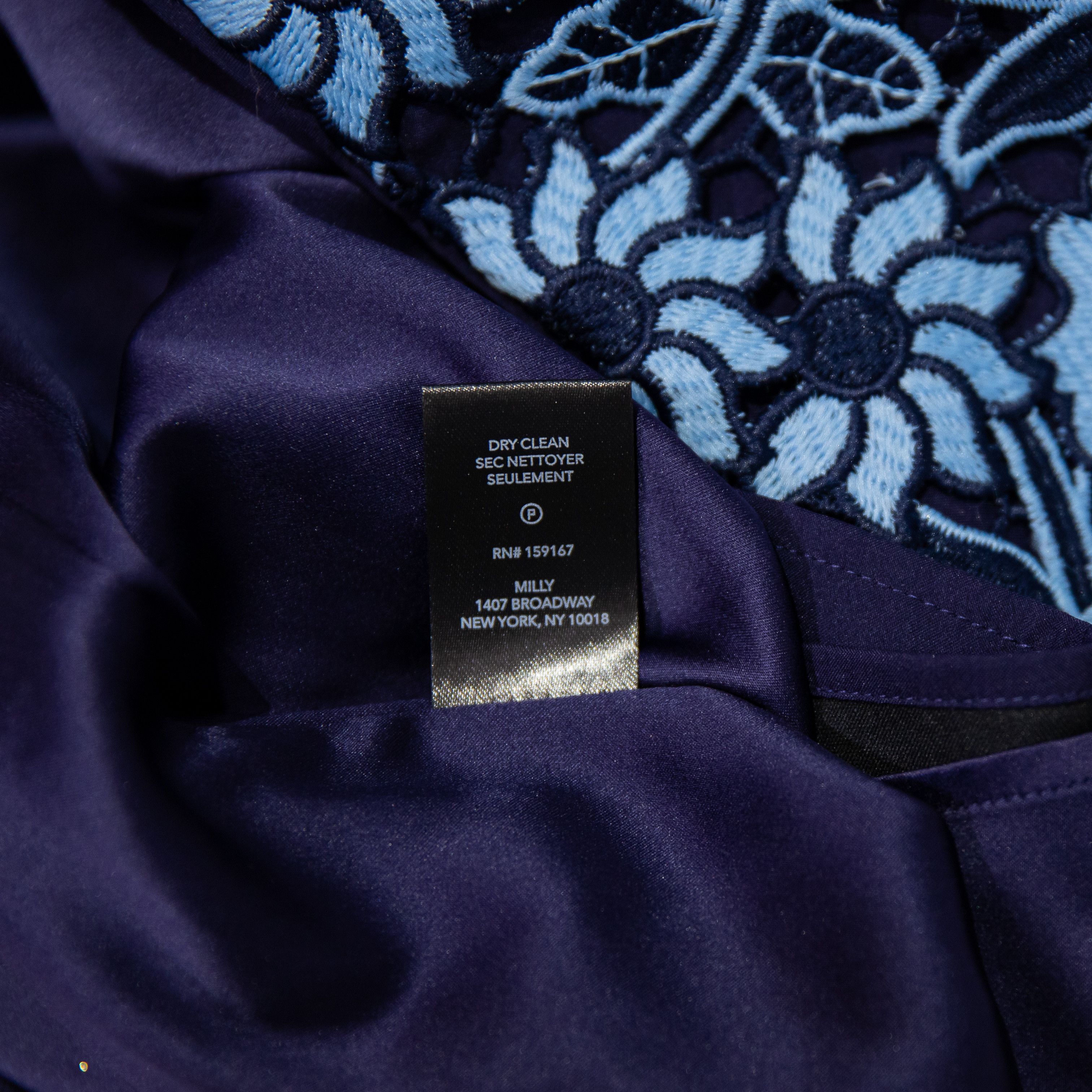 MILLY NEW Milly Two Tone Navy Blue Floral Flower Size 25" / US 0 / IT 36 - 3 Thumbnail