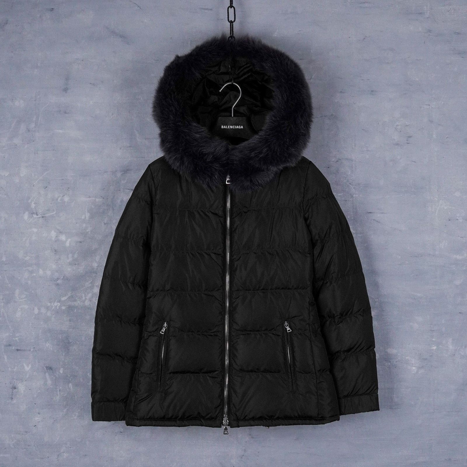 Prada Prada black nylon genuine fox fur hooded womens down jacket Size XS / US 0-2 / IT 36-38 - 1 Thumbnail