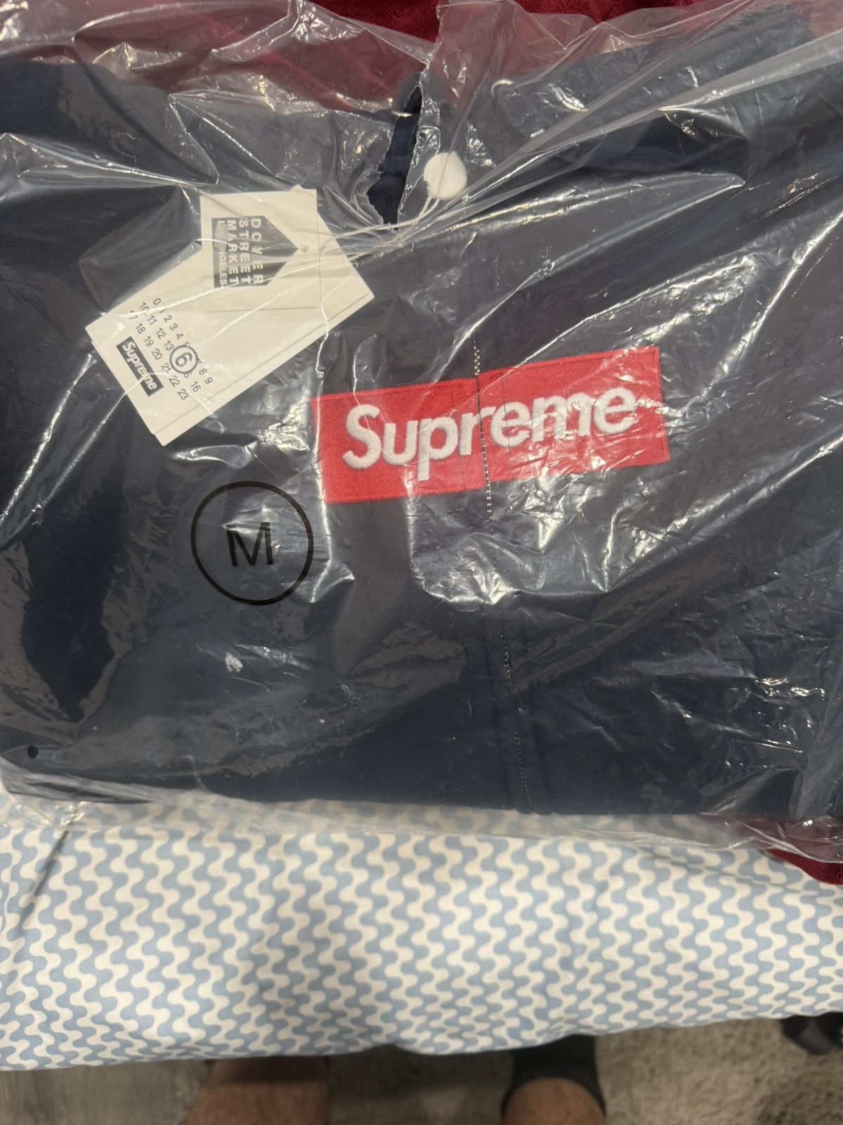 Maison Margiela × Supreme Navy mm6 supreme box logo zip up hoodie 