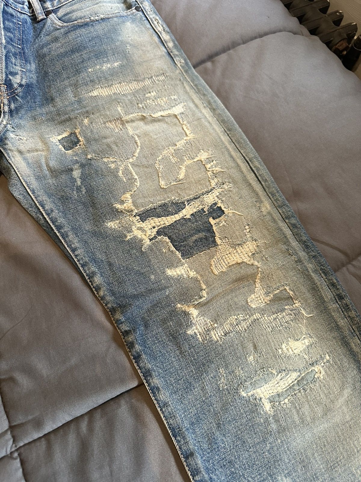 John Elliott Japanese Distressed + Repaired Boro Jeans Size US 31 - 2 Thumbnail