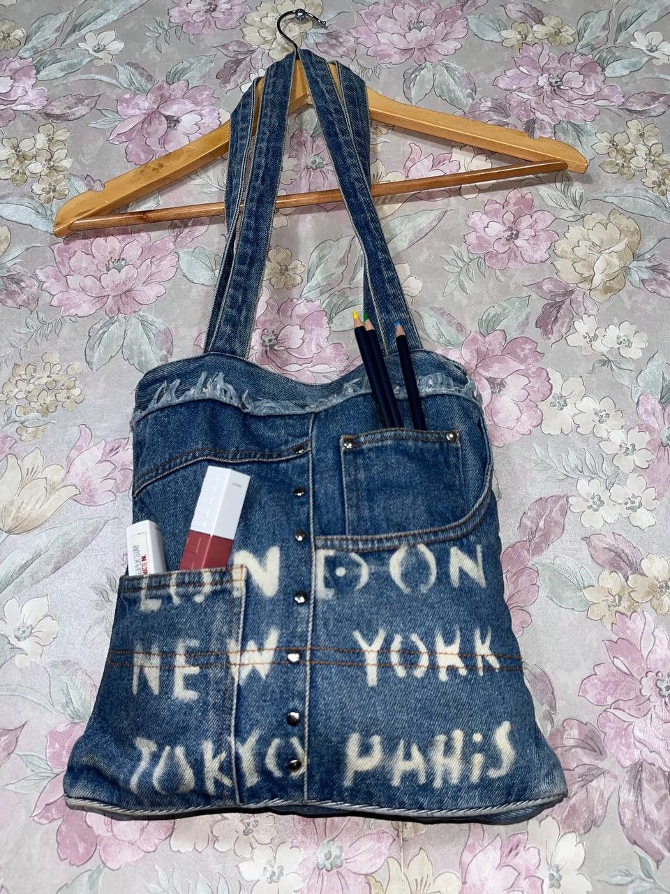 Hysteric Glamour Vintage 90s Y2K Shoulder Bag Distressed Denim Jean diesel Size ONE SIZE - 4 Thumbnail