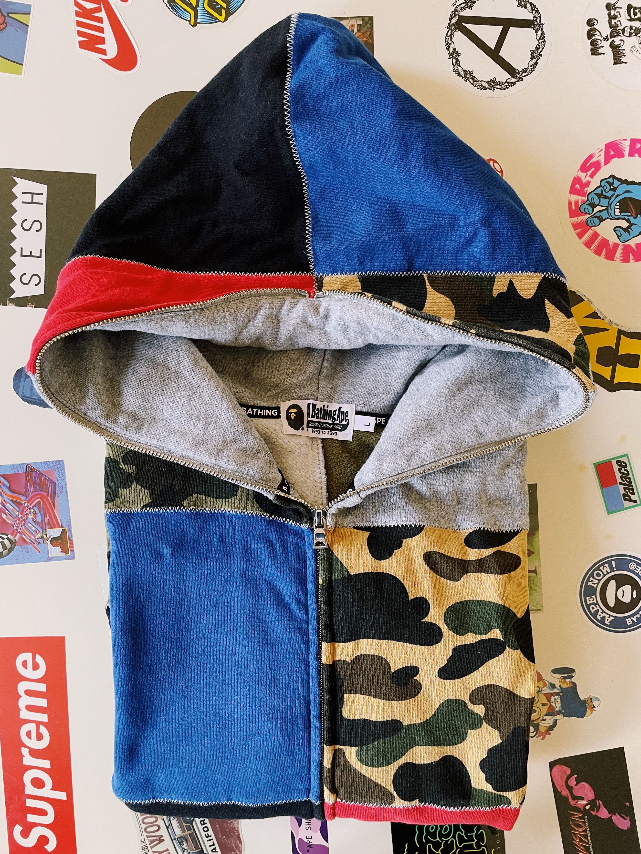 Bape Bape A Bathing Ape Patchwork Full Zip Hoodie Multi Size US L / EU 52-54 / 3 - 8 Thumbnail