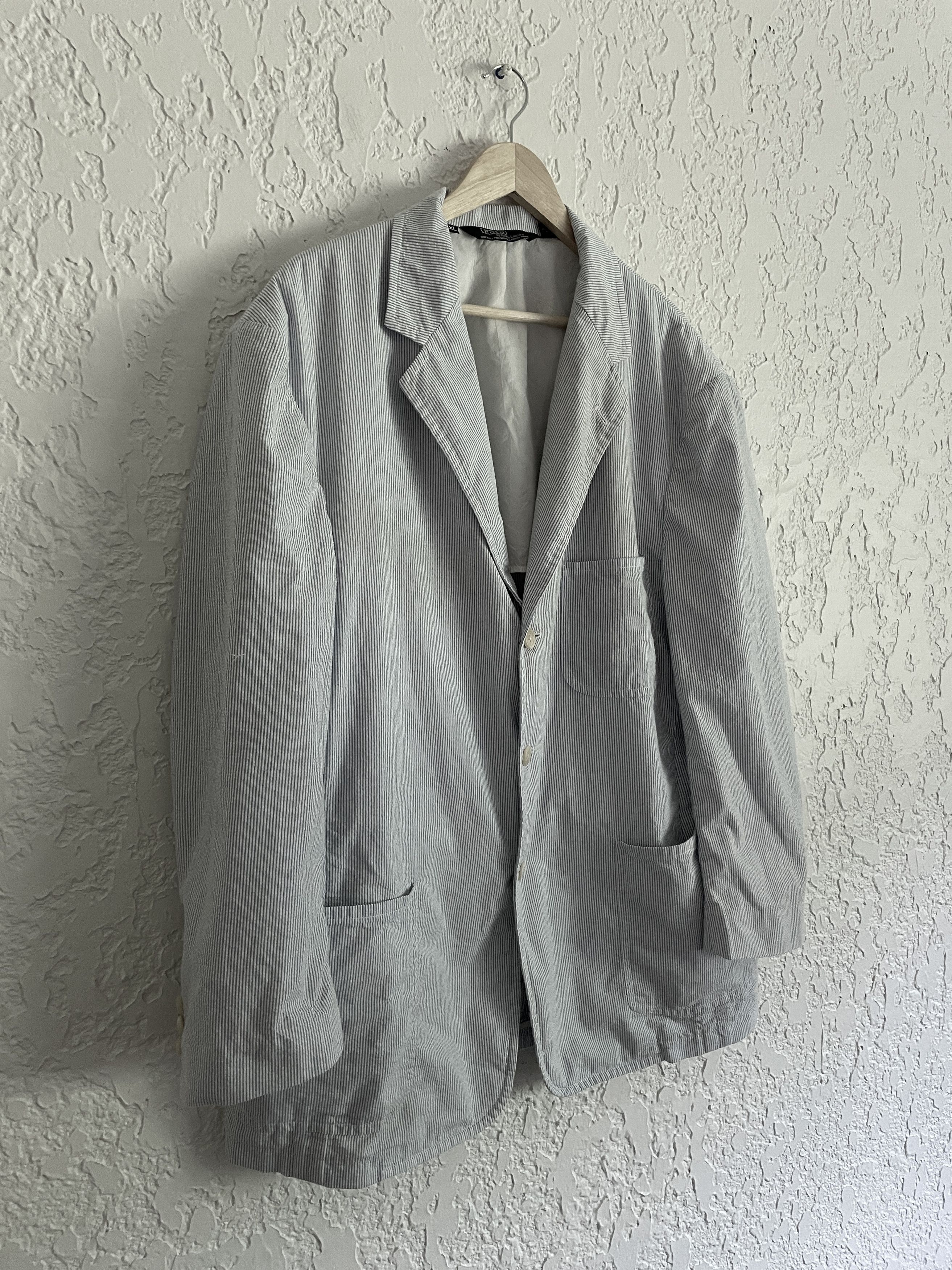 Polo Ralph Lauren 🔥 Polo Ralph Lauren® RARE 80s Seersucker Cotton Blazer Size 44R - 2 Thumbnail