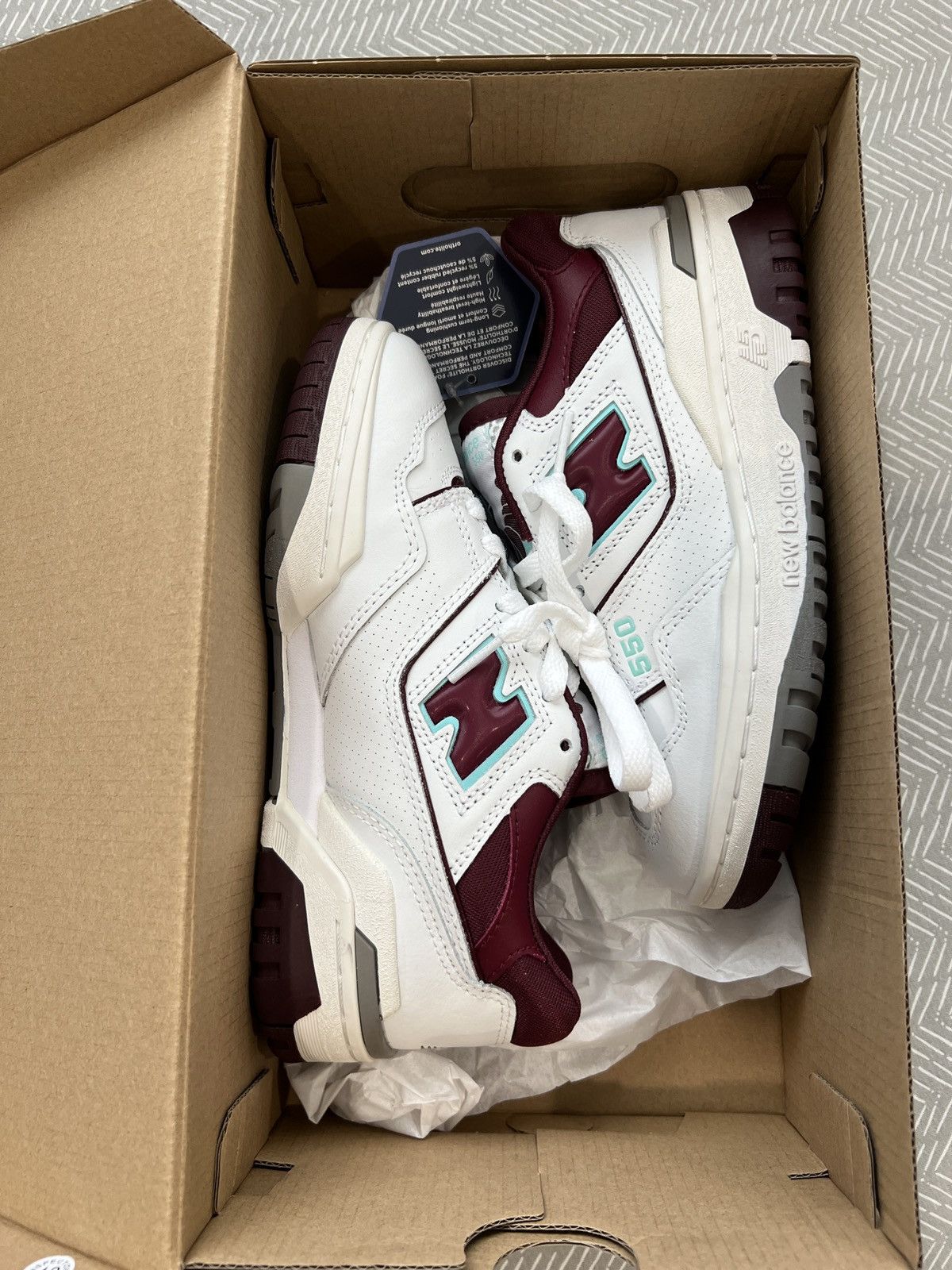 New Balance New Balance 550 Burgundy Turquoise/Cyan BB550WBG Size US 4 / IT 34 - 3 Thumbnail