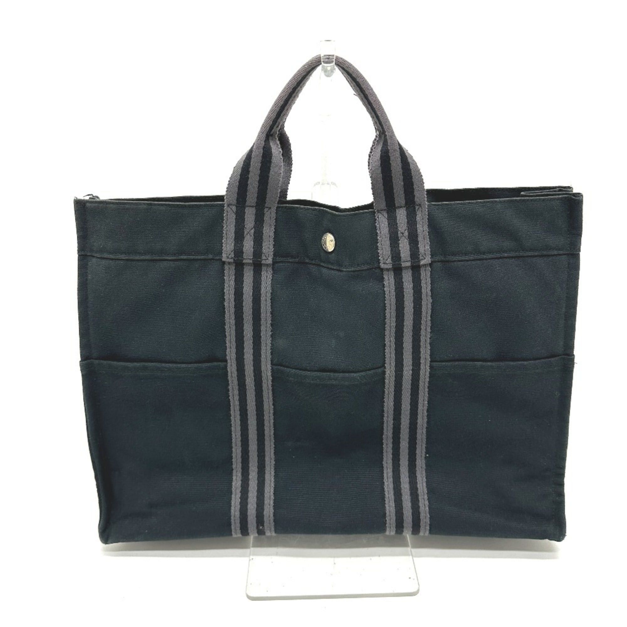 HERMES Hermès Foule Tote MM Bag Canvas Women's Black