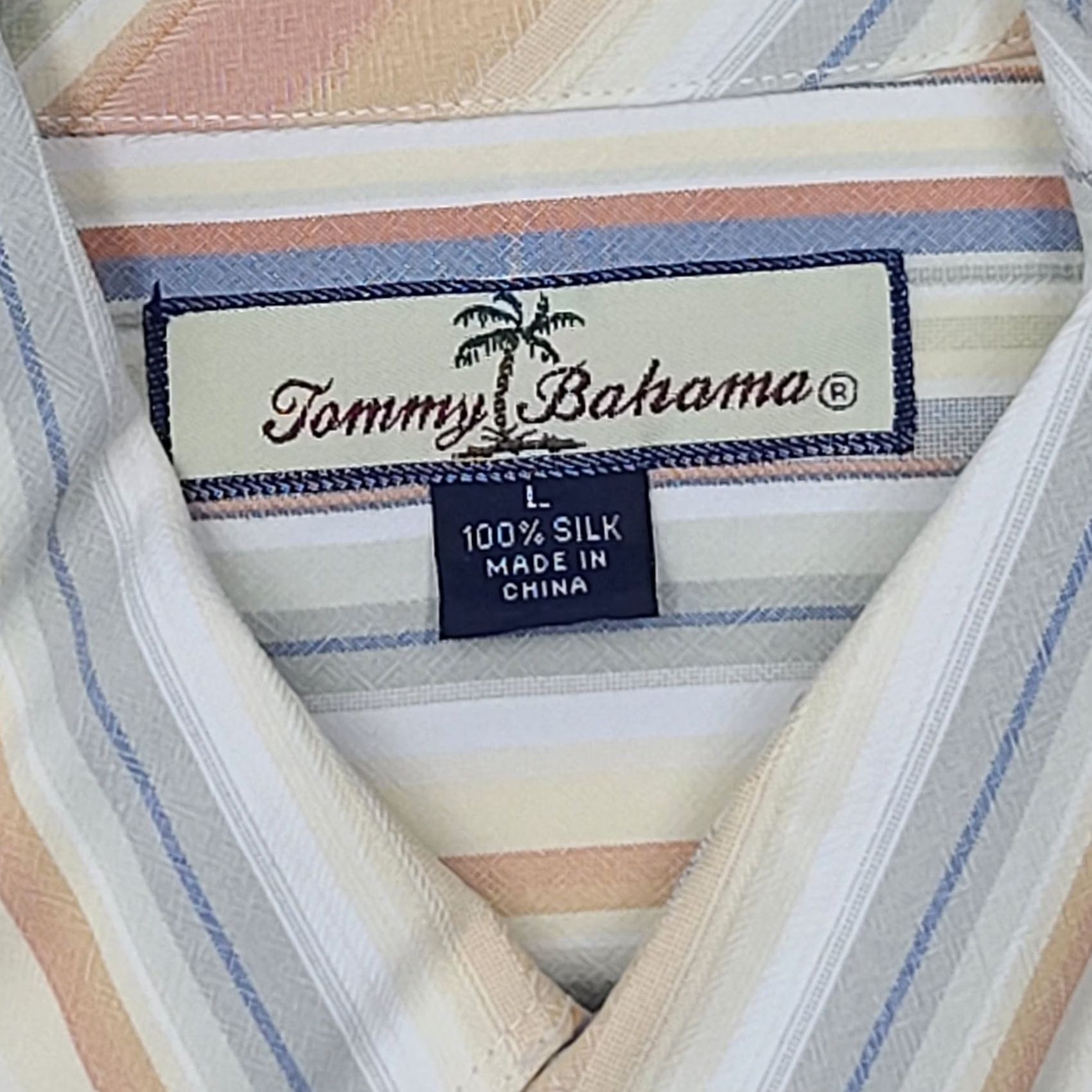 Tommy Bahama Tommy Bahama Shirt Men L Long Sleeve Striped Silk Button-Up Coastal Beach Tropical 100% Silk Multicolor Button-Down Casual Regular Shirt Mens Size US L / EU 52-54 / 3 - 3 Thumbnail