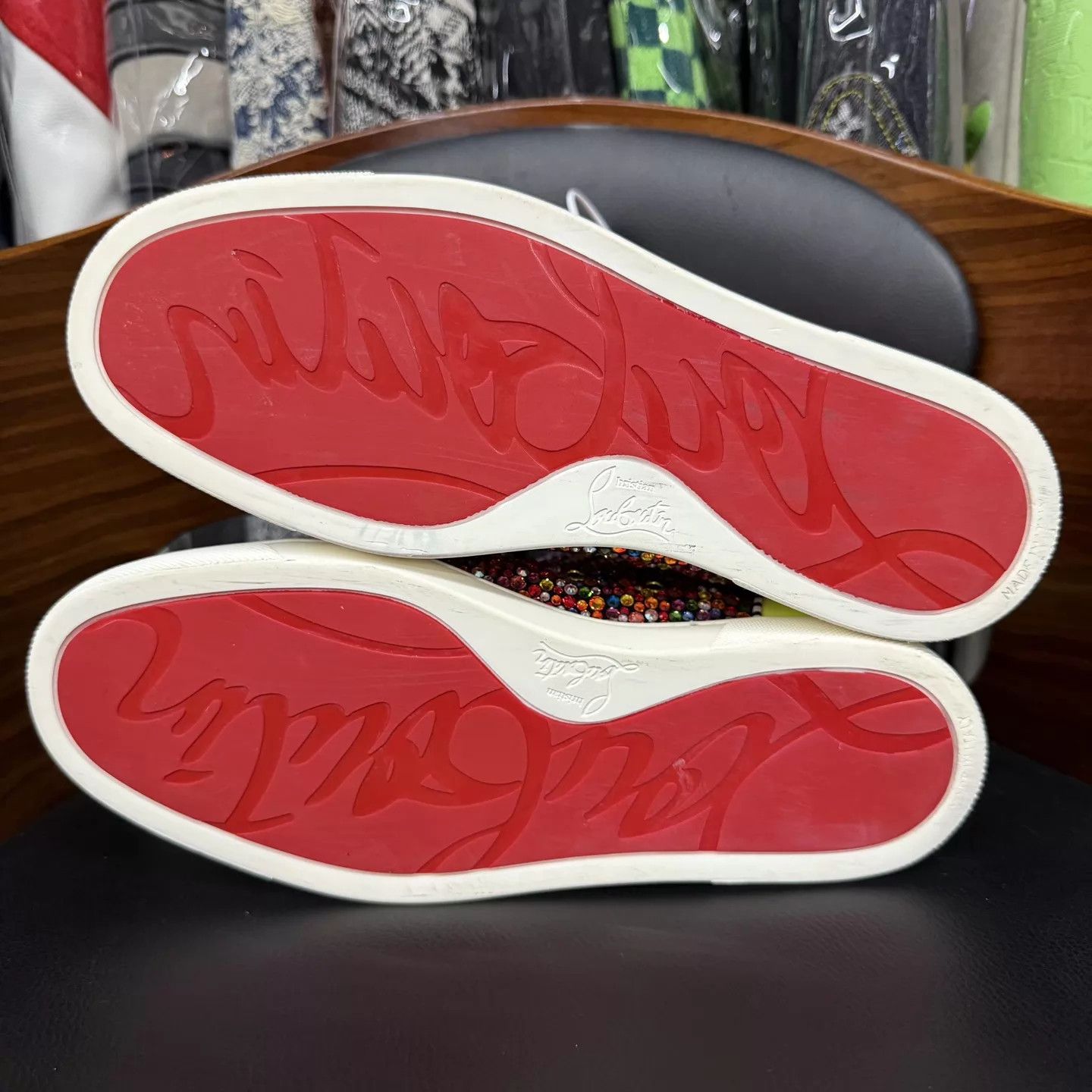 Christian Louboutin CL Candy-Colored Crystal Red Sole Flat 38.5 2x Worn Size US 8 / IT 38 - 9 Thumbnail