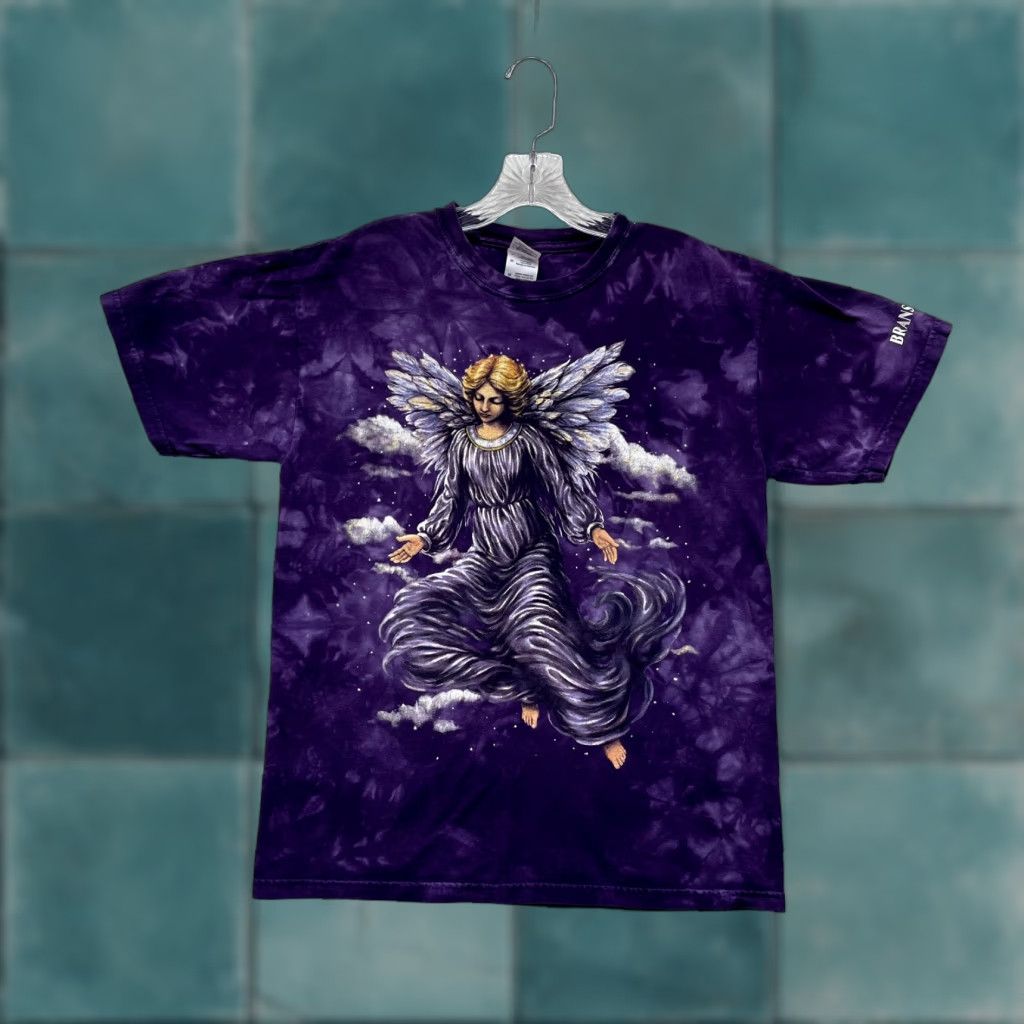 Gildan VINTAGE Y2K Angel Graphic T-Shirt Medium Purple Tie-Dye Unisex M Shirt Mens Womens Girls критер Size US M / EU 48-50 / 2 - 1 Thumbnail