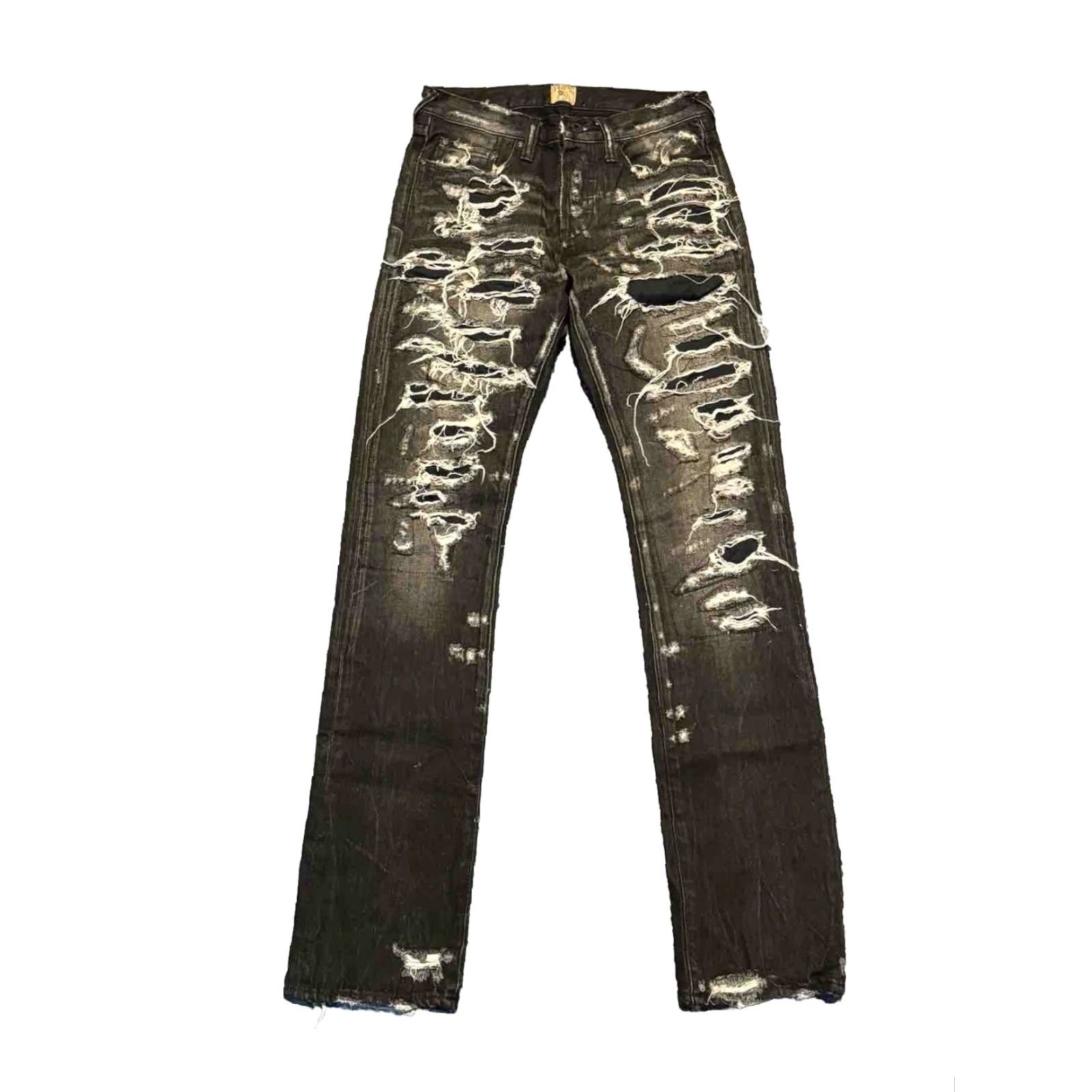 Prps PRPS Jeans Denim Black 29x32 Regular Men Distressed 5-Pocket Straight Vintage No Rise Mid Inseam 32 Cotton Button Closure Size US 29 - 2 Thumbnail