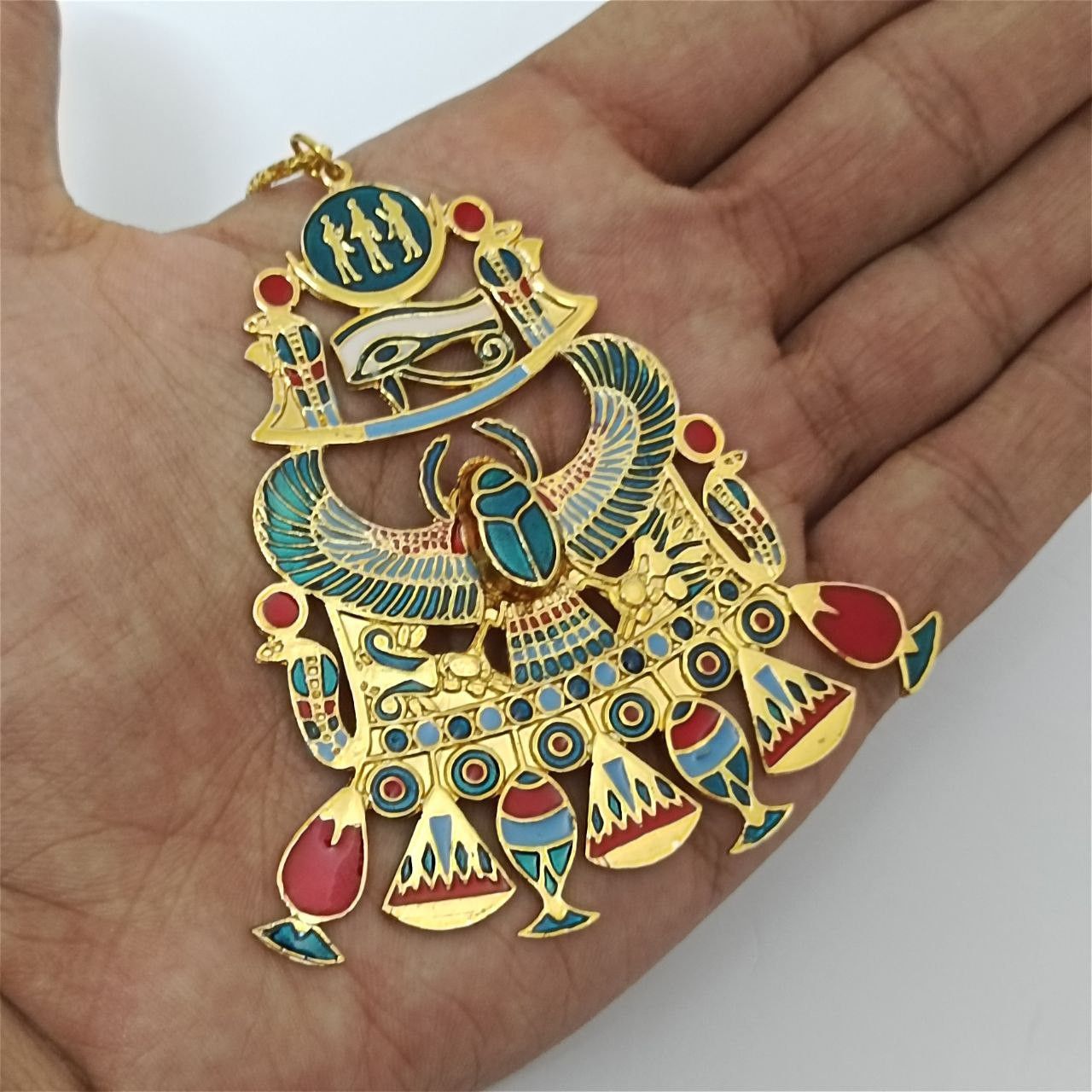 Other Egyptian Scarab Pendant – Gold Plated, Enamel Inlay Size ONE SIZE - 1 Thumbnail