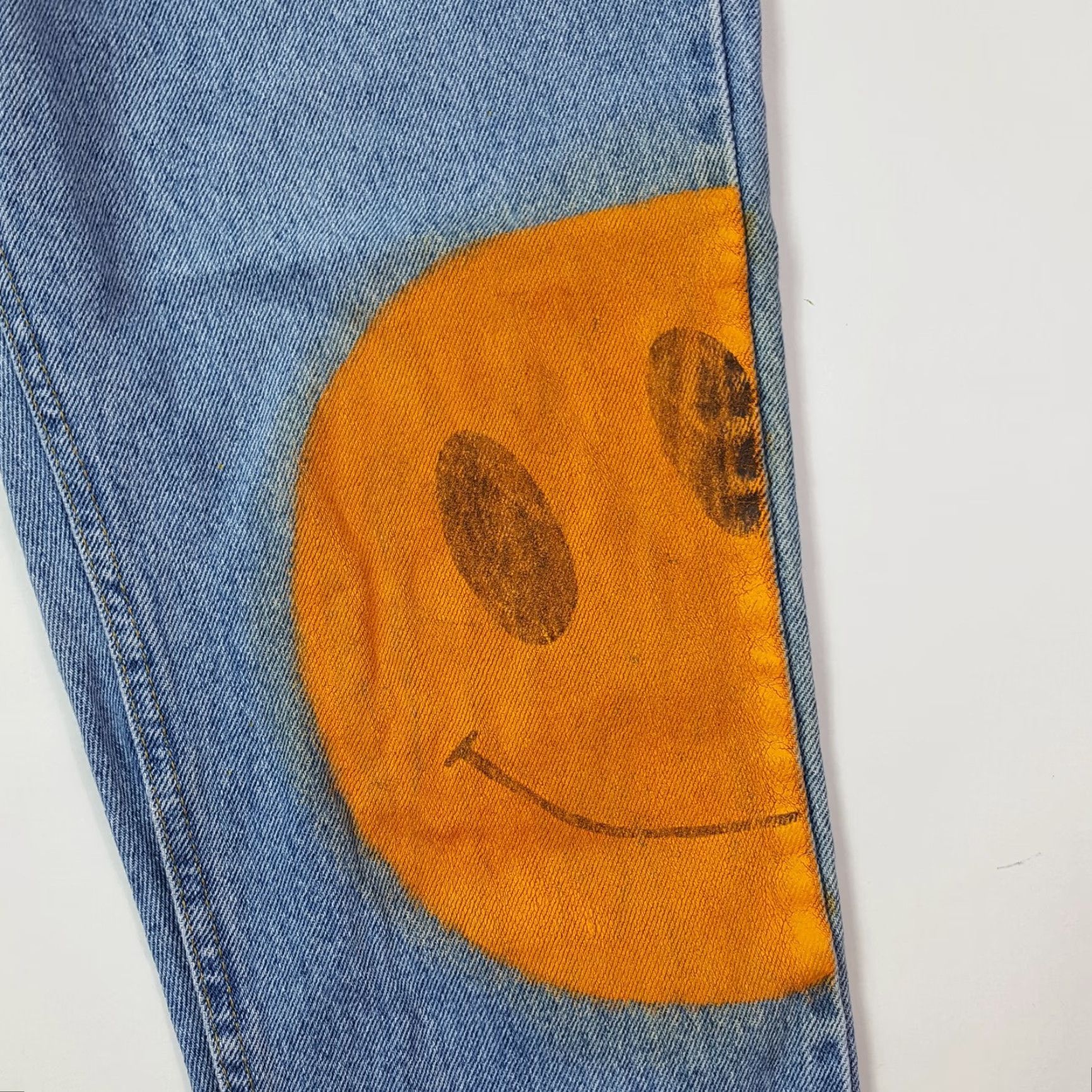 Lee VINTAGE 80s Lee Smiley Women's Size 10 Jeans Blue Denim 28x27 High Rise Relaxed Tapered 100% Cotton Pockets Smile Workwear Hippie Retro M Size 32" / US 10 / IT 46 - 3 Thumbnail