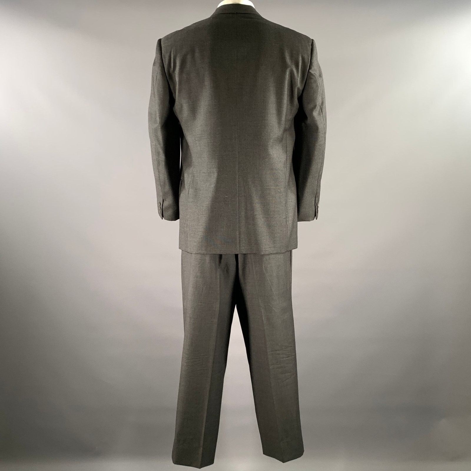 Ermenegildo Zegna ERMENEGILDO ZEGNA 46 Grey Nailhead Wool Peak Lapel Suit Size 46R - 3 Thumbnail