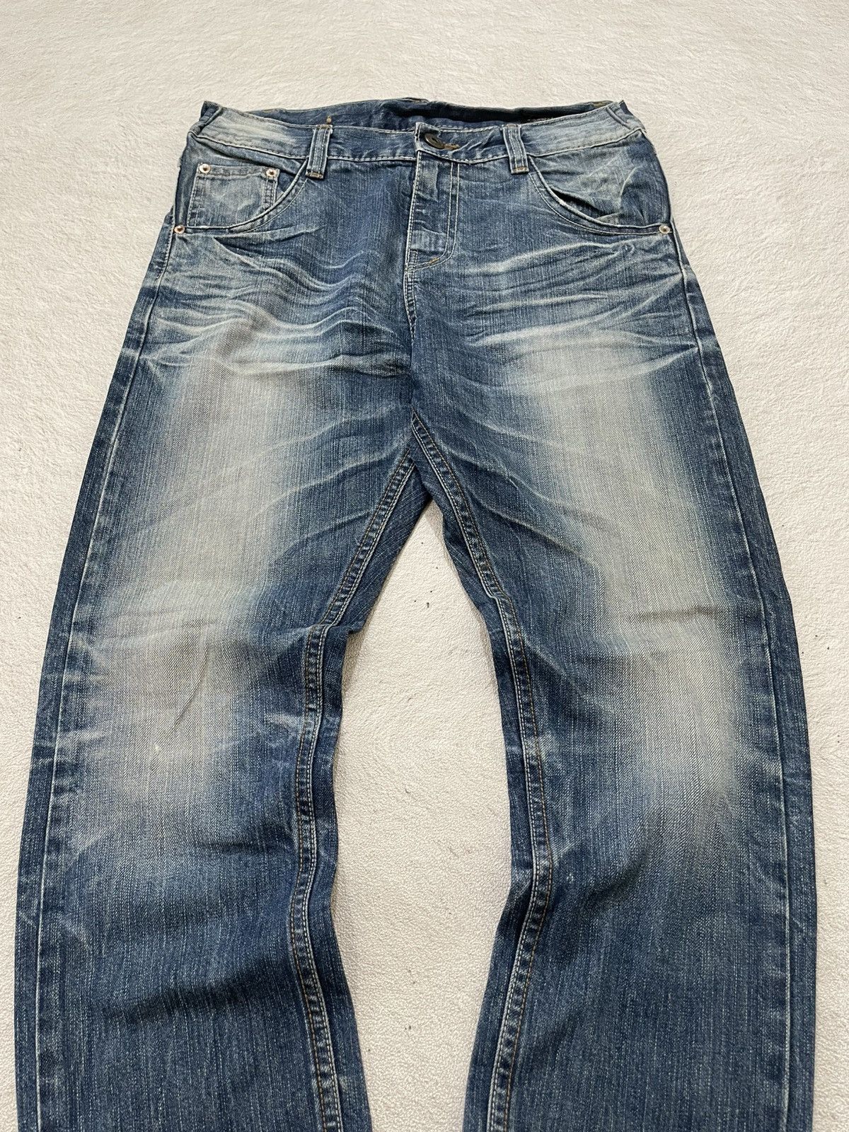 Japanese Brand 2000s Slack Rare Faded Denim Blue Jeans Stonewash Y2K Japan Size US 31 - 2 Thumbnail