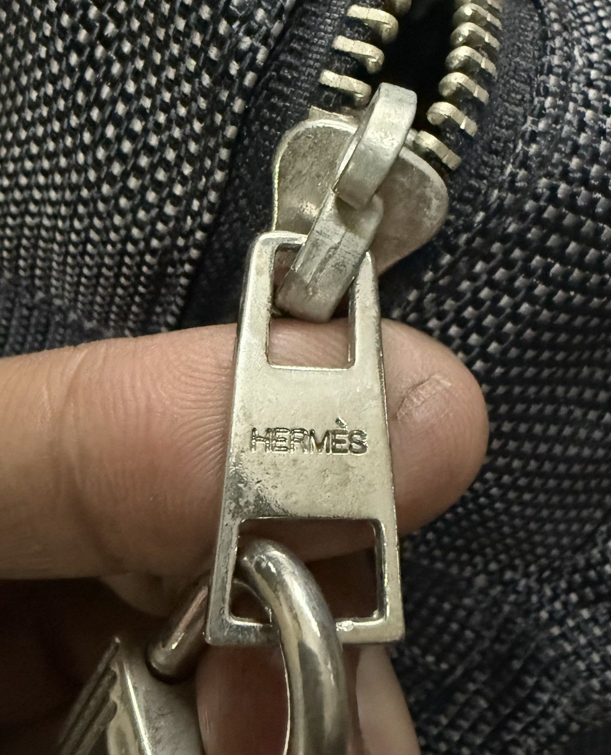 Hermes Hermes Herline Totes Bag Dark Gray Nylon Canvas Size ONE SIZE - 11 Thumbnail