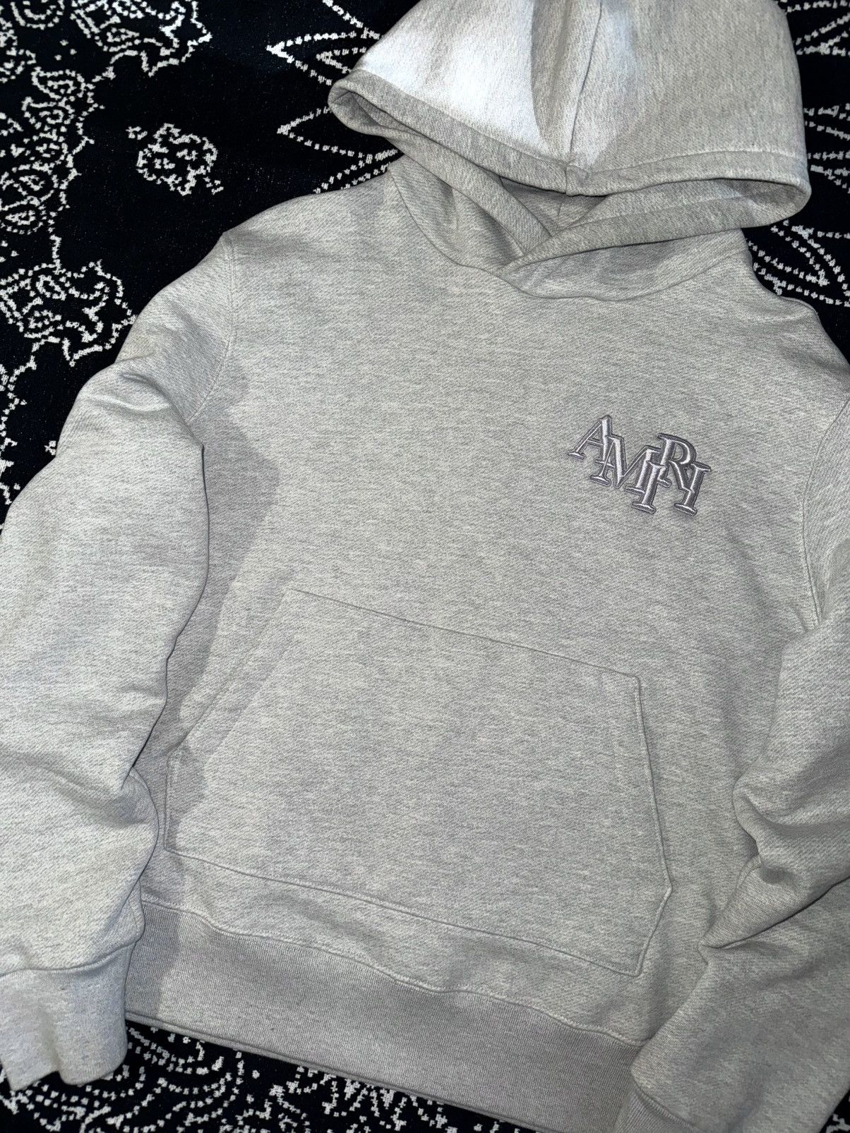 Amiri AMIRI STAGGERED LOGO GREY HOODIE Size US S / EU 44-46 / 1 - 7 Thumbnail